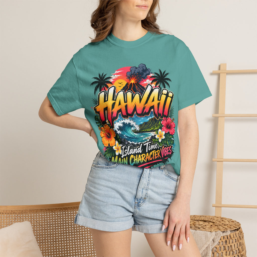Hawaii Island Vibes T-Shirt — 'Island Time, Main Character Vibes' Tropical Tee