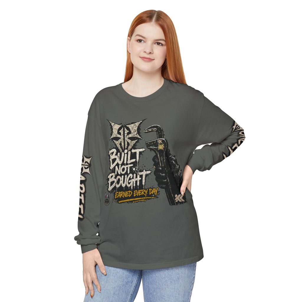 Built Not Bought Long Sleeve T-Shirt — Mechanic/Builder Graphic Tee