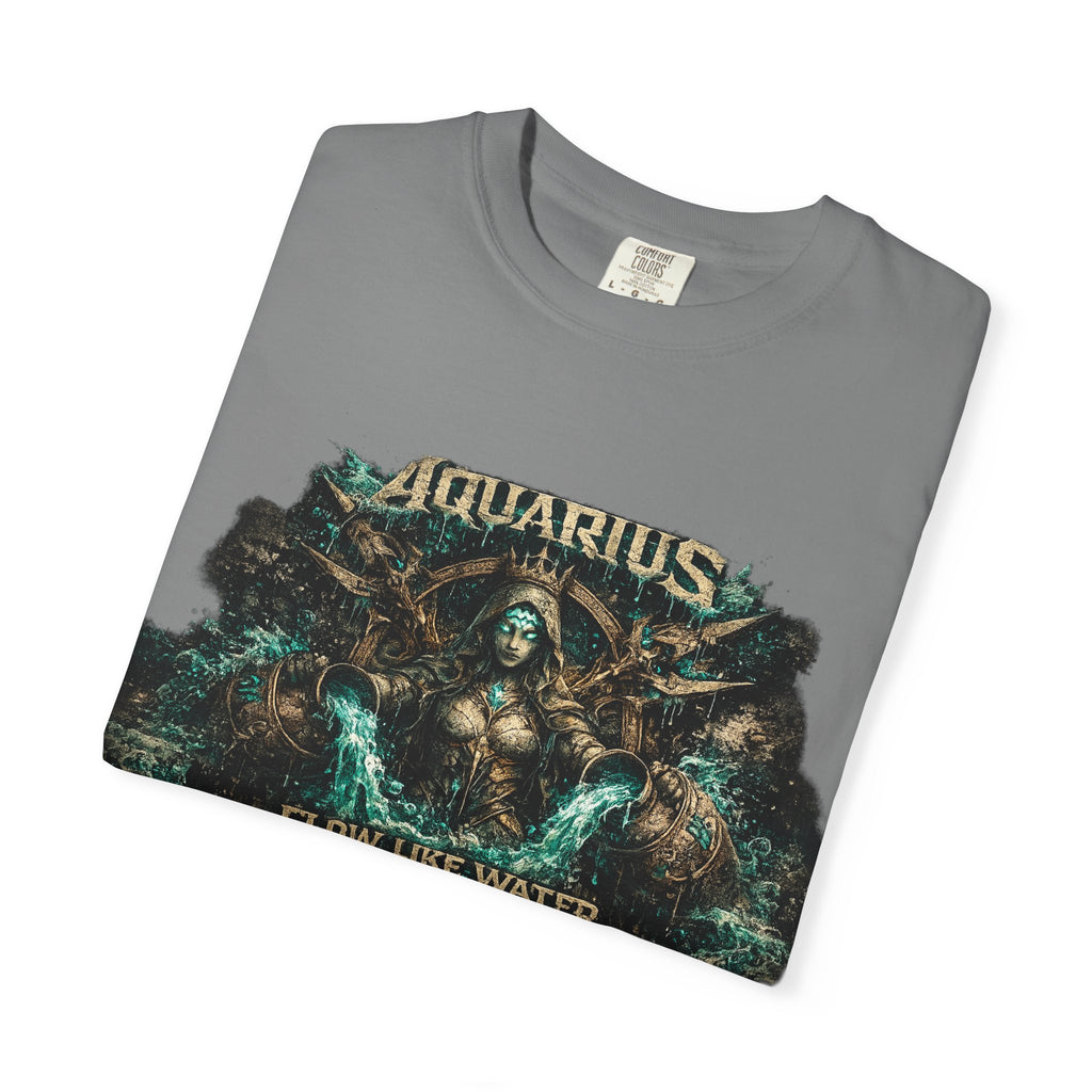 Aquarius Zodiac T-shirt — “Flow Like Water” Astrological Graphic Tee