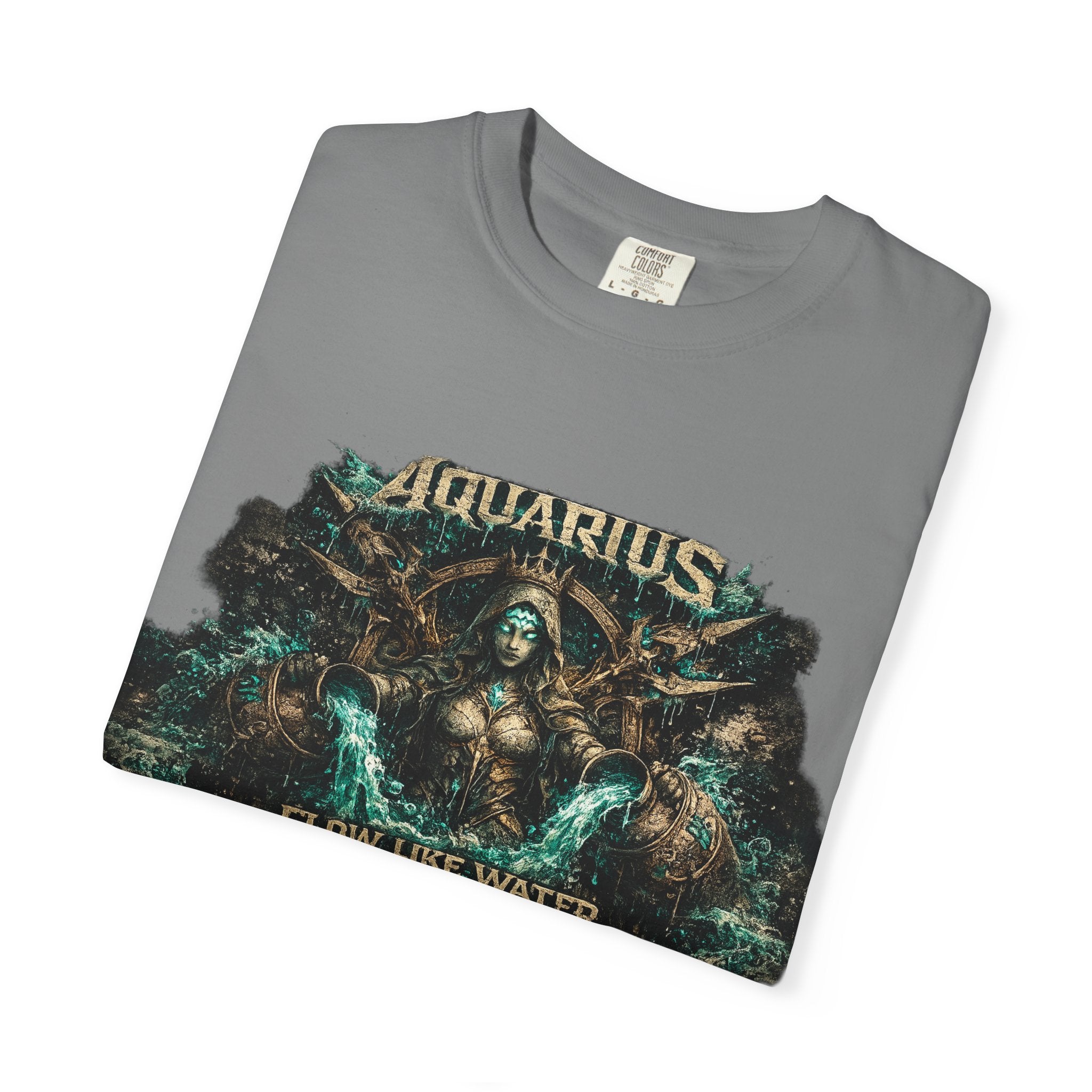 Aquarius Zodiac T-shirt — “Flow Like Water” Astrological Graphic Tee