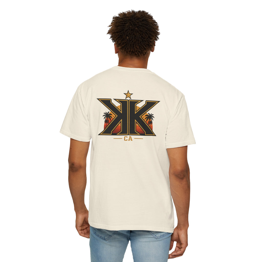 California West Coast Graphic T-Shirt — "California Hella" Vintage Sunset Car Design