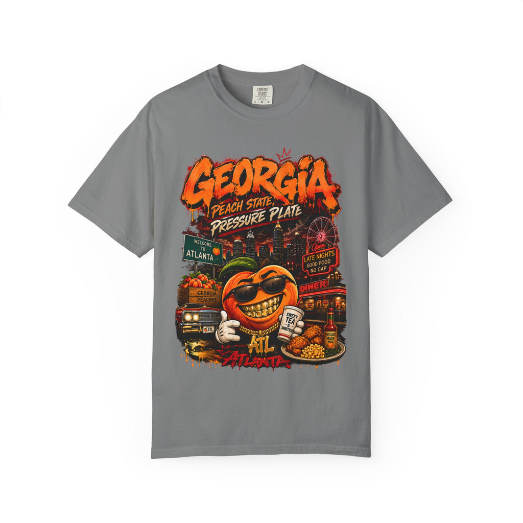 Georgia Peach Vintage Graphic T-Shirt — Atlanta Street Food & Peach State Design