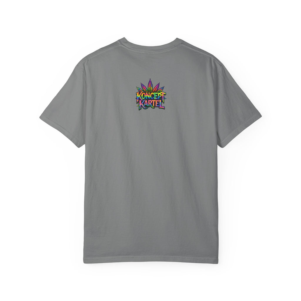 420 Psychedelic Cat T-Shirt — Colorful Mushroom Smoke Graphic