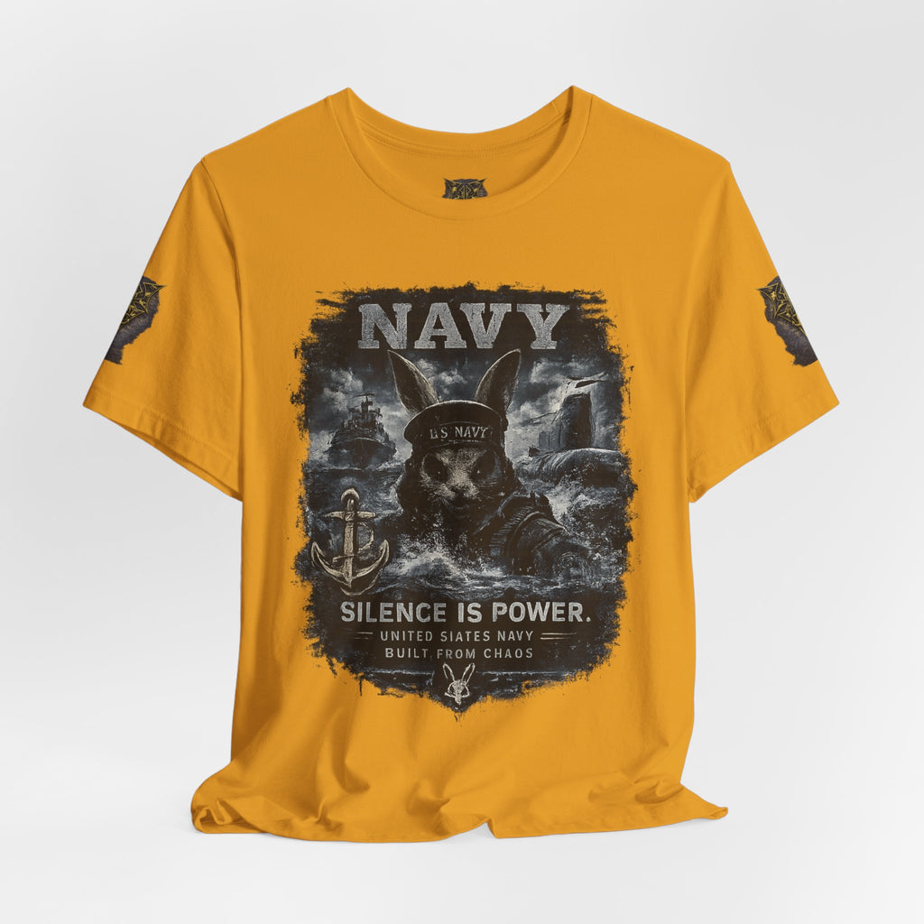 Navy 'Silence Is Power' Skull Anchor Tee — Fair Winds & Following Seas Back Graphic