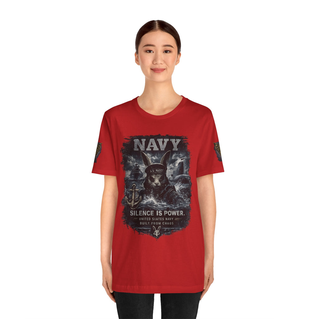 Navy 'Silence Is Power' Skull Anchor Tee — Fair Winds & Following Seas Back Graphic