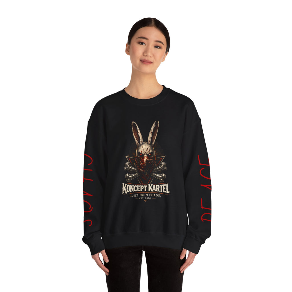 Horror Bunny Graphic Sweatshirt — "Koncept Kartel" Skull Rabbit Crewneck