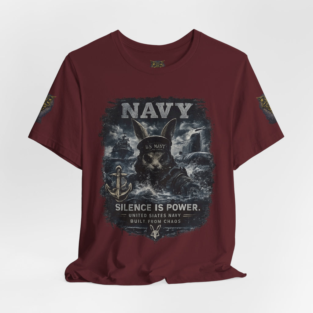 Navy 'Silence Is Power' Skull Anchor Tee — Fair Winds & Following Seas Back Graphic