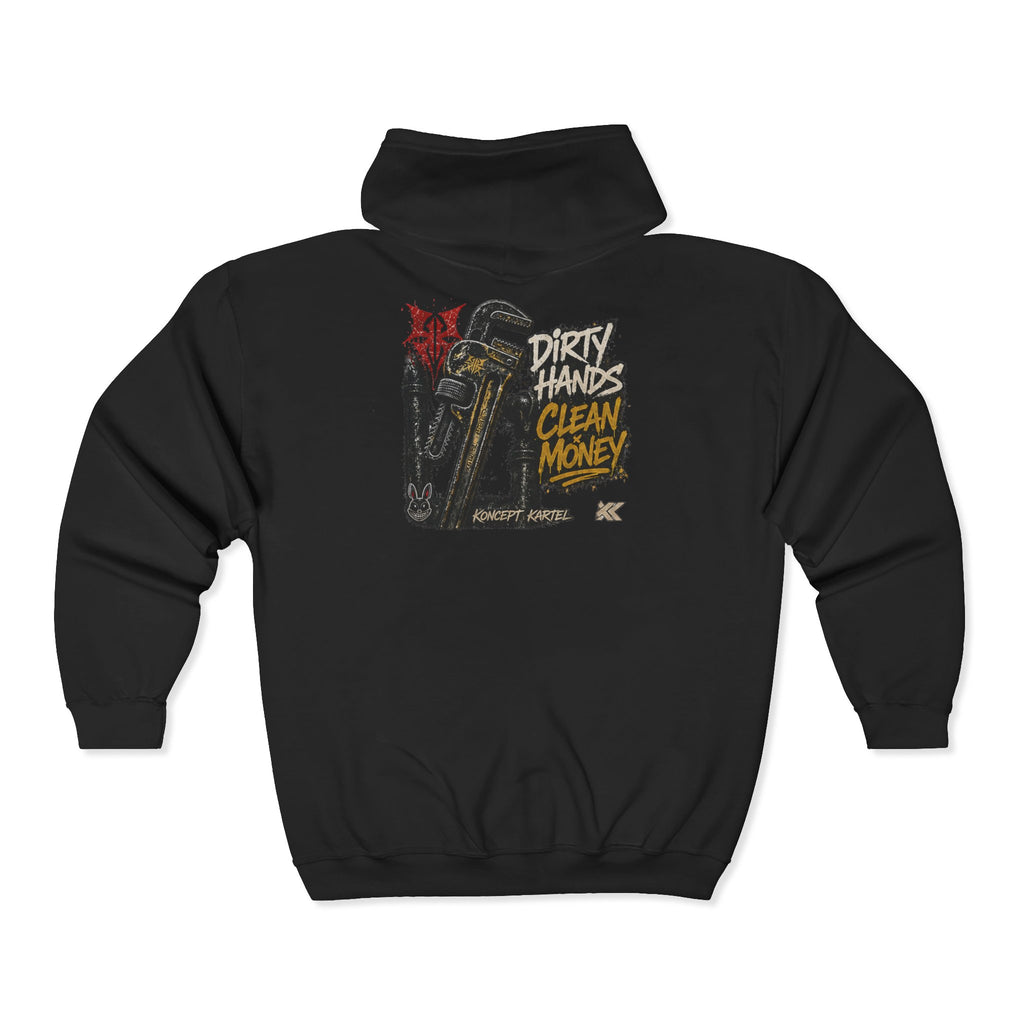 Zip Hoodie — Koncept Kartel 'Dirty Hands Clean Money' Graphic Zip-Up