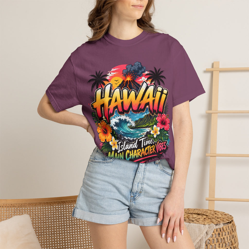 Hawaii Island Vibes T-Shirt — 'Island Time, Main Character Vibes' Tropical Tee