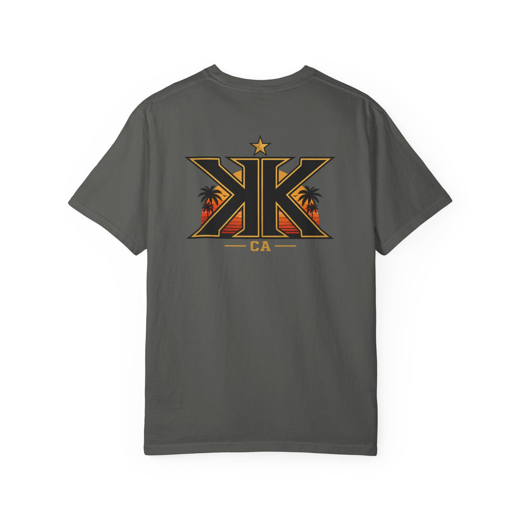 California West Coast Graphic T-Shirt — "California Hella" Vintage Sunset Car Design