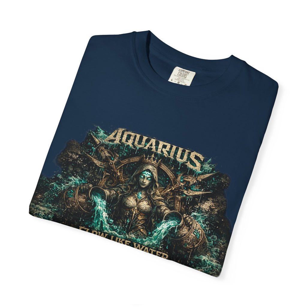Aquarius Zodiac T-shirt — “Flow Like Water” Astrological Graphic Tee