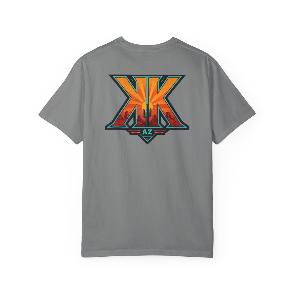 Arizona Desert Graphic T-Shirt — 'Arizona Dry Heat Wet Drop' Retro Cactus Sunset Tee