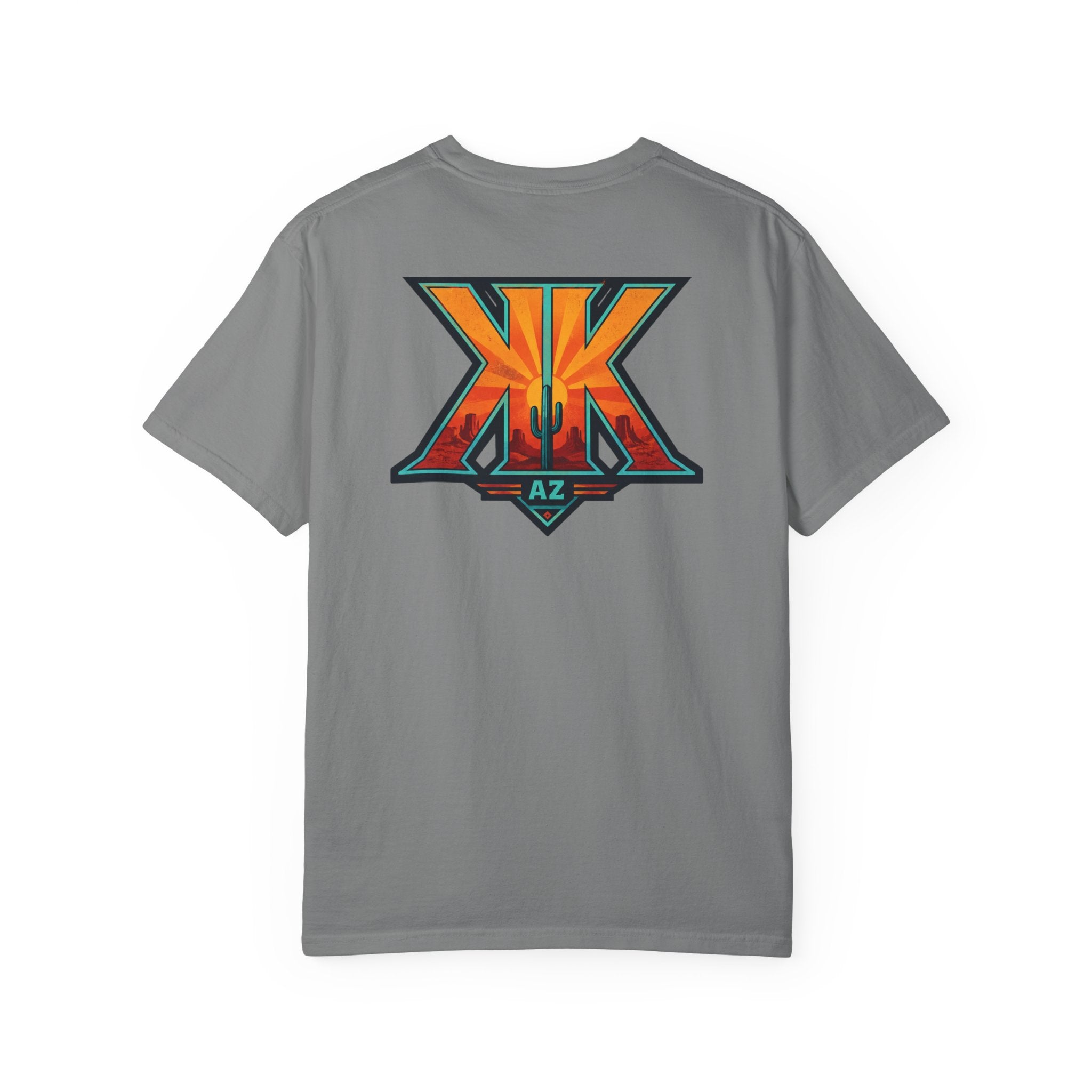 Arizona Desert Graphic T-Shirt — 'Arizona Dry Heat Wet Drop' Retro Cactus Sunset Tee