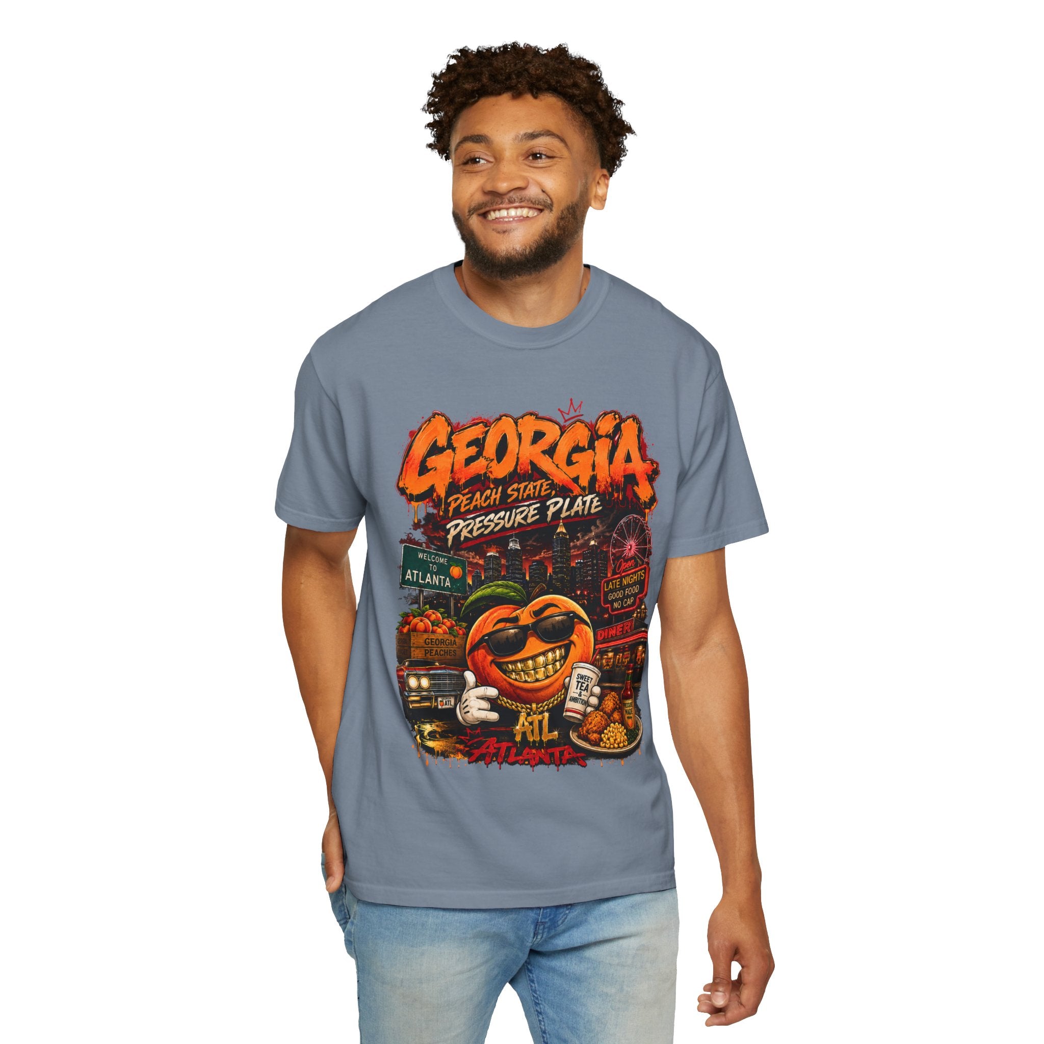 Georgia Peach Vintage Graphic T-Shirt — Atlanta Street Food & Peach State Design