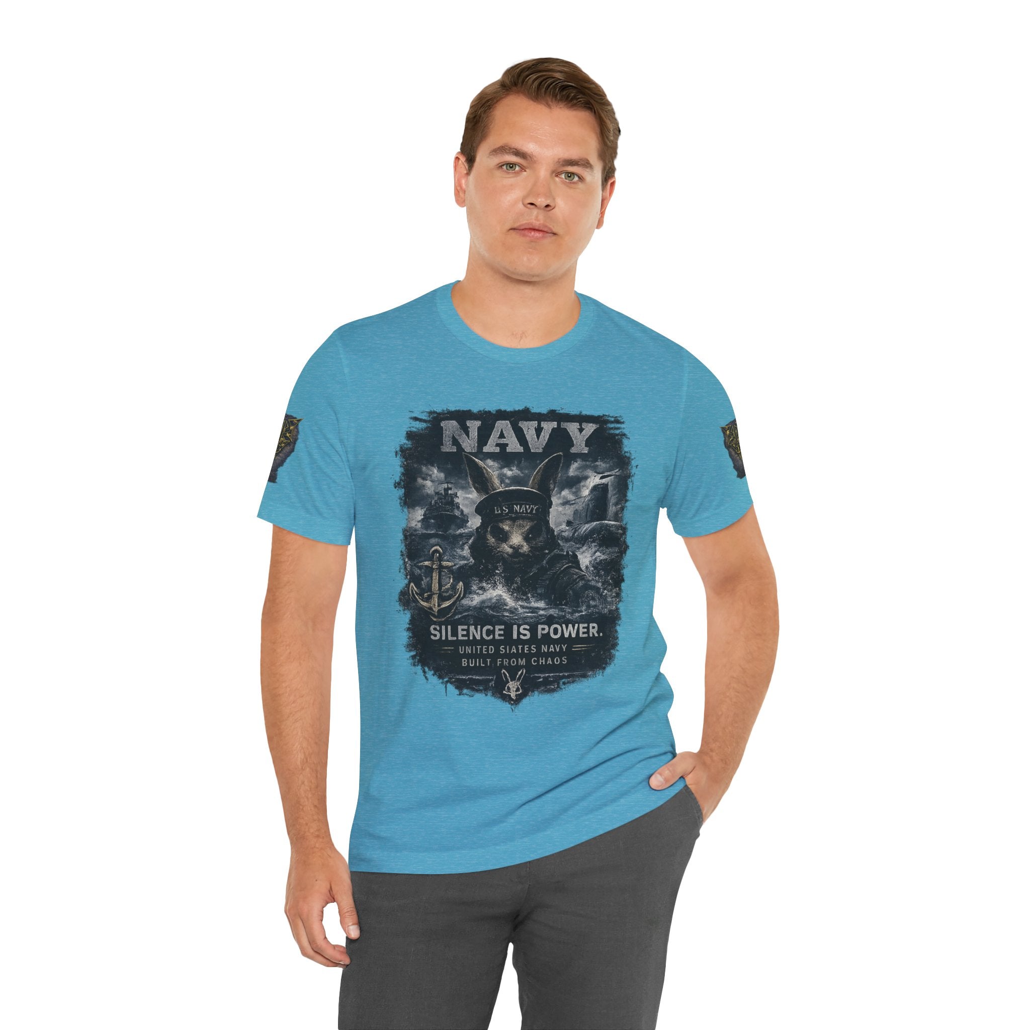 Navy 'Silence Is Power' Skull Anchor Tee — Fair Winds & Following Seas Back Graphic