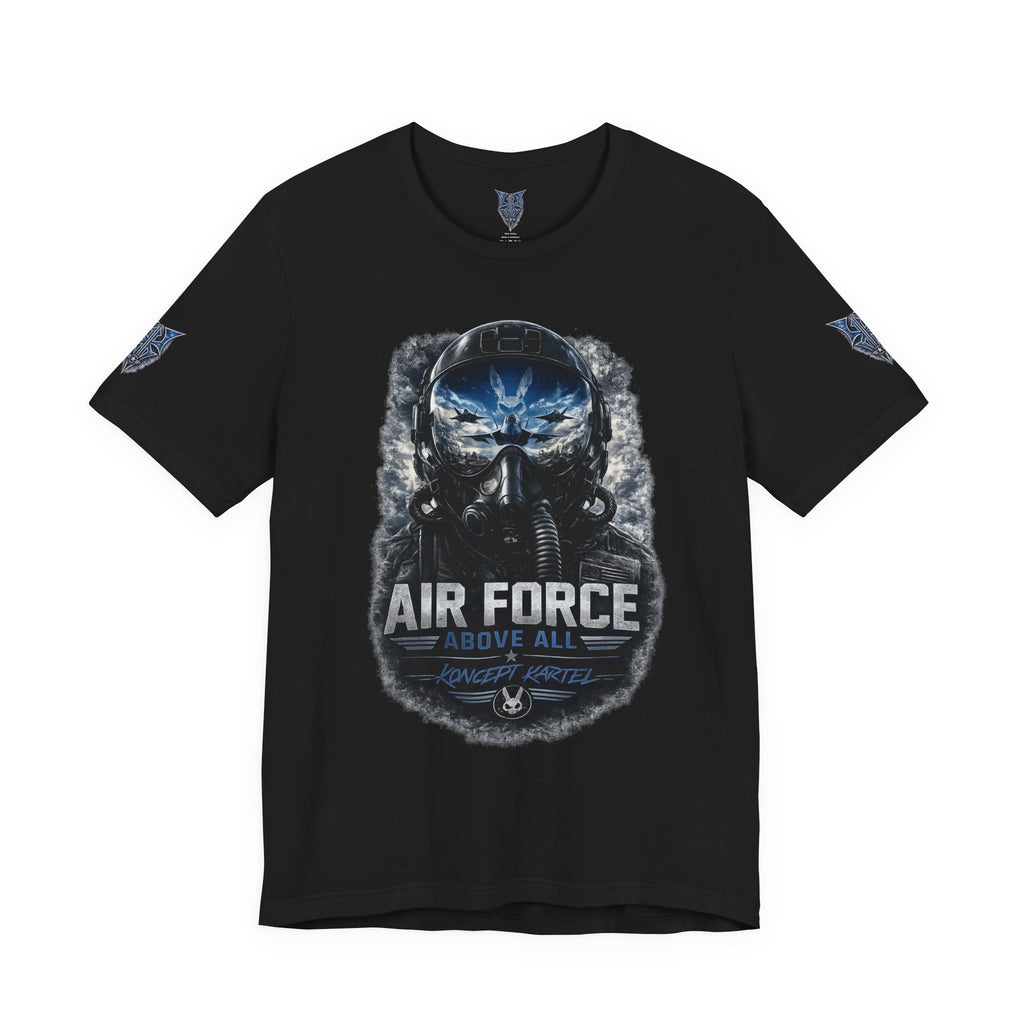 Air Force Pilot Mask Tee — "Air Force Above All" Military Aviation T-Shirt