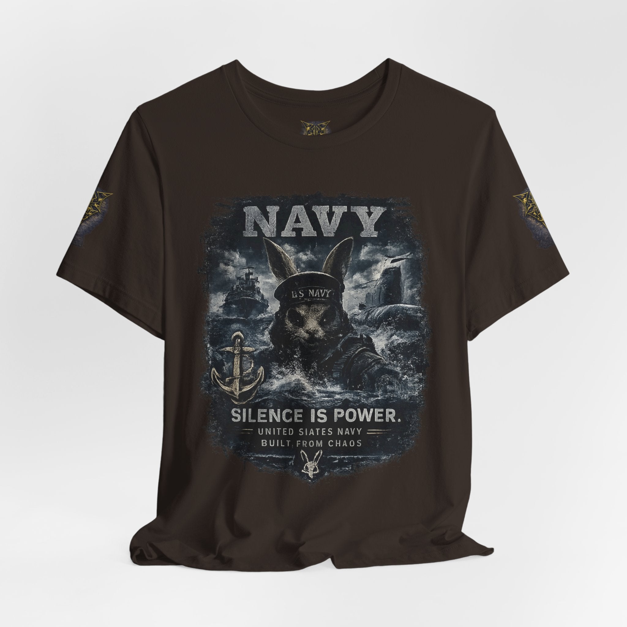 Navy 'Silence Is Power' Skull Anchor Tee — Fair Winds & Following Seas Back Graphic