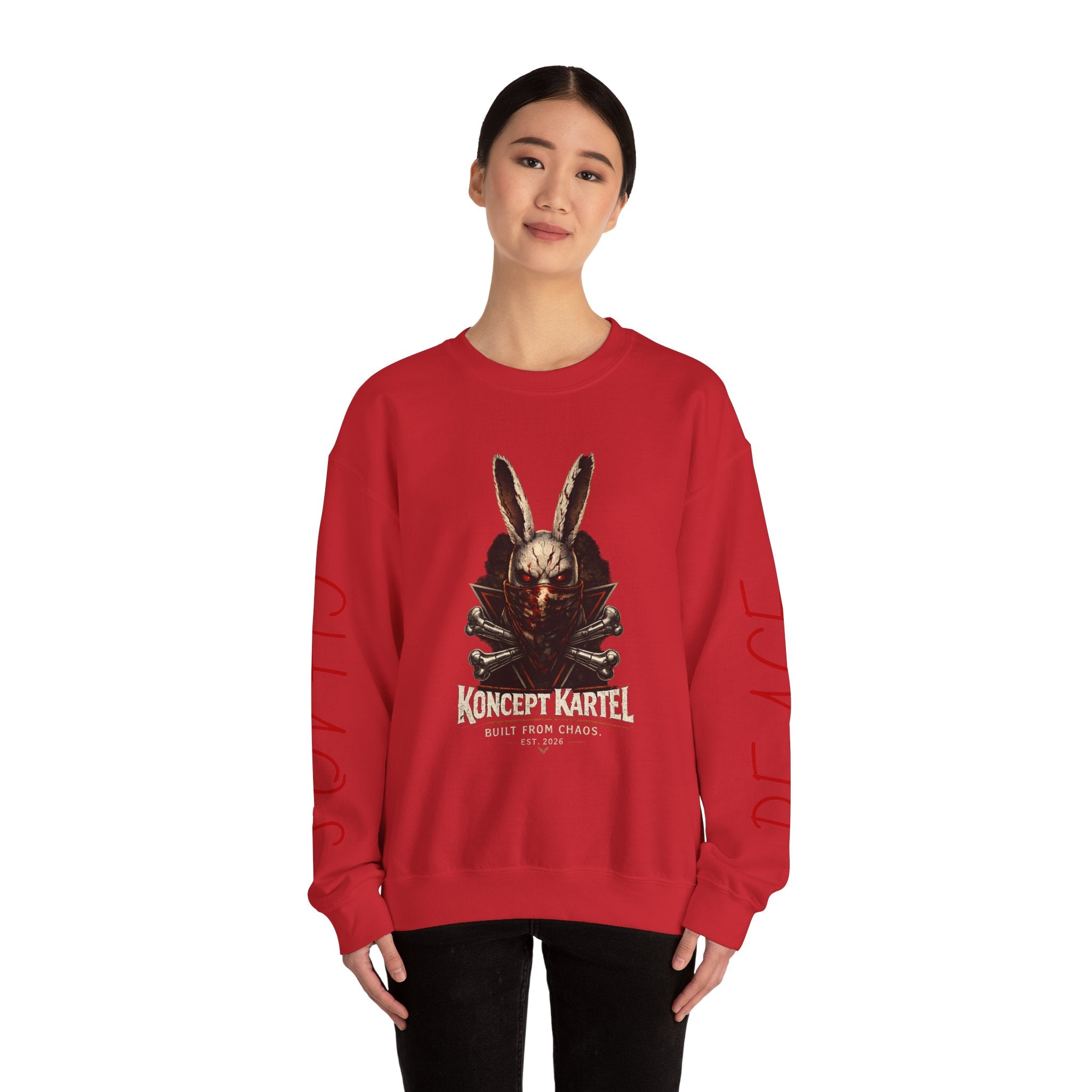 Horror Bunny Graphic Sweatshirt — "Koncept Kartel" Skull Rabbit Crewneck