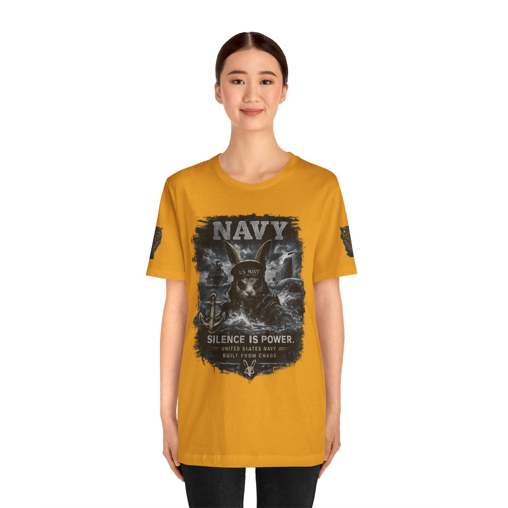 Navy 'Silence Is Power' Skull Anchor Tee — Fair Winds & Following Seas Back Graphic