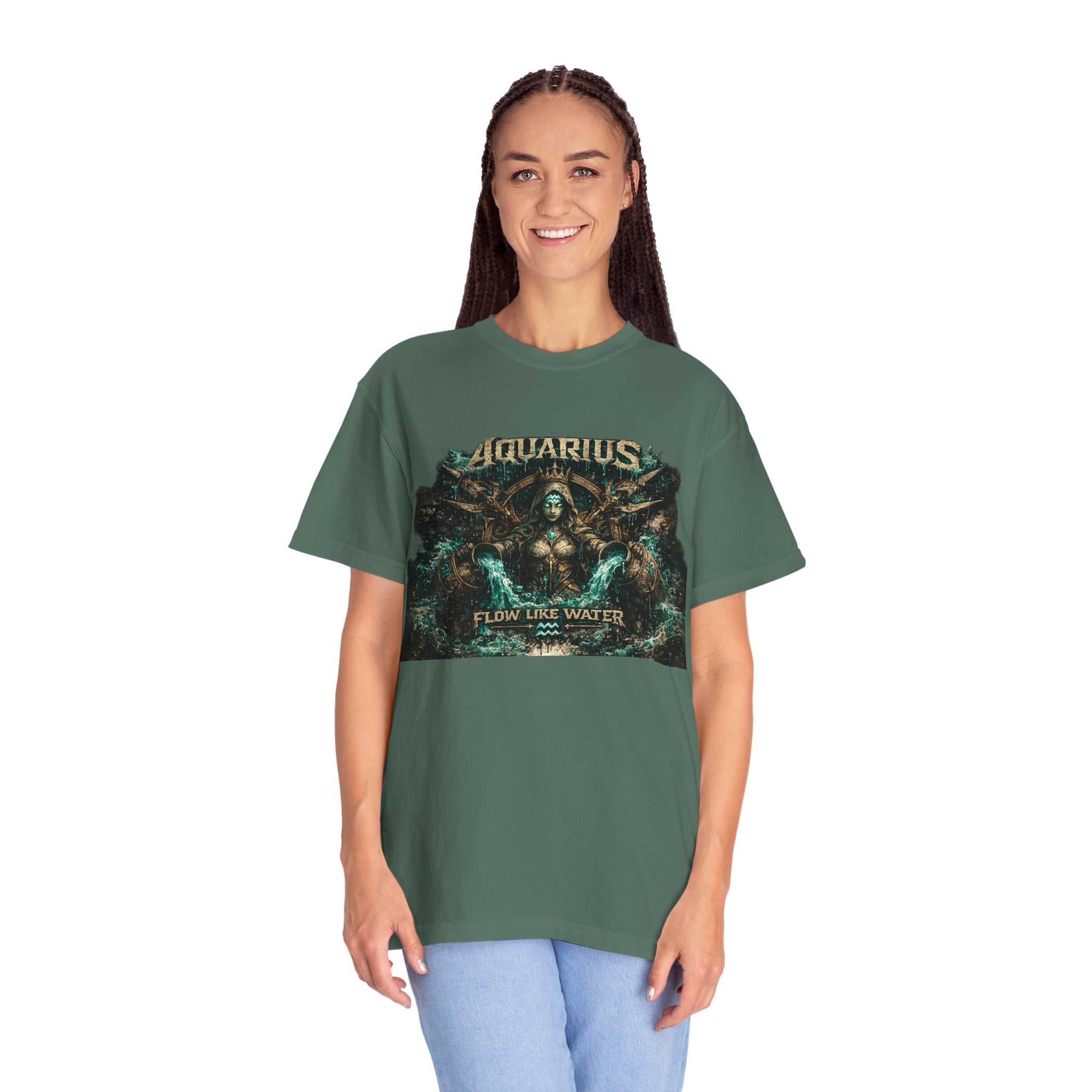 Aquarius Zodiac T-shirt — “Flow Like Water” Astrological Graphic Tee