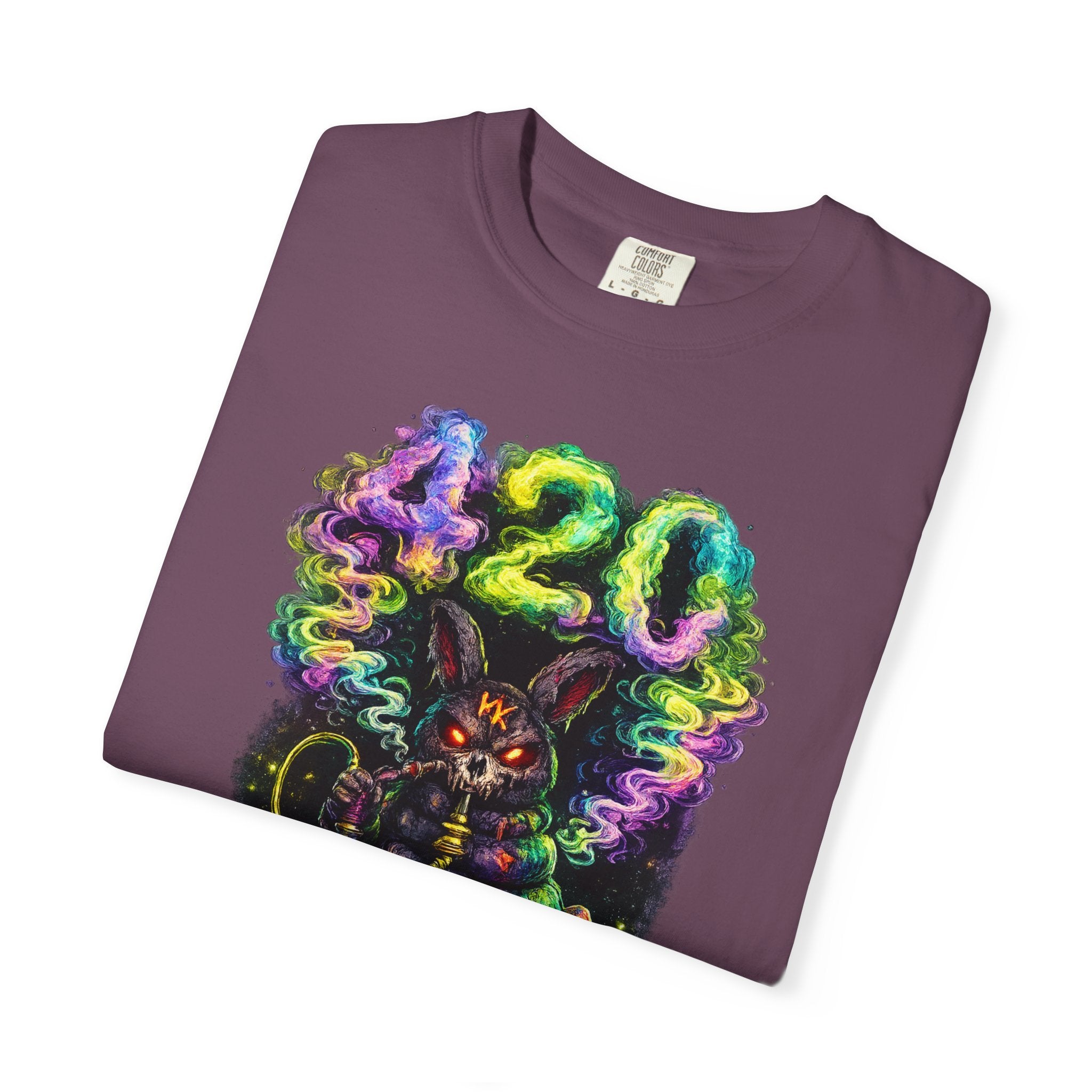 420 Psychedelic Cat T-Shirt — Colorful Mushroom Smoke Graphic