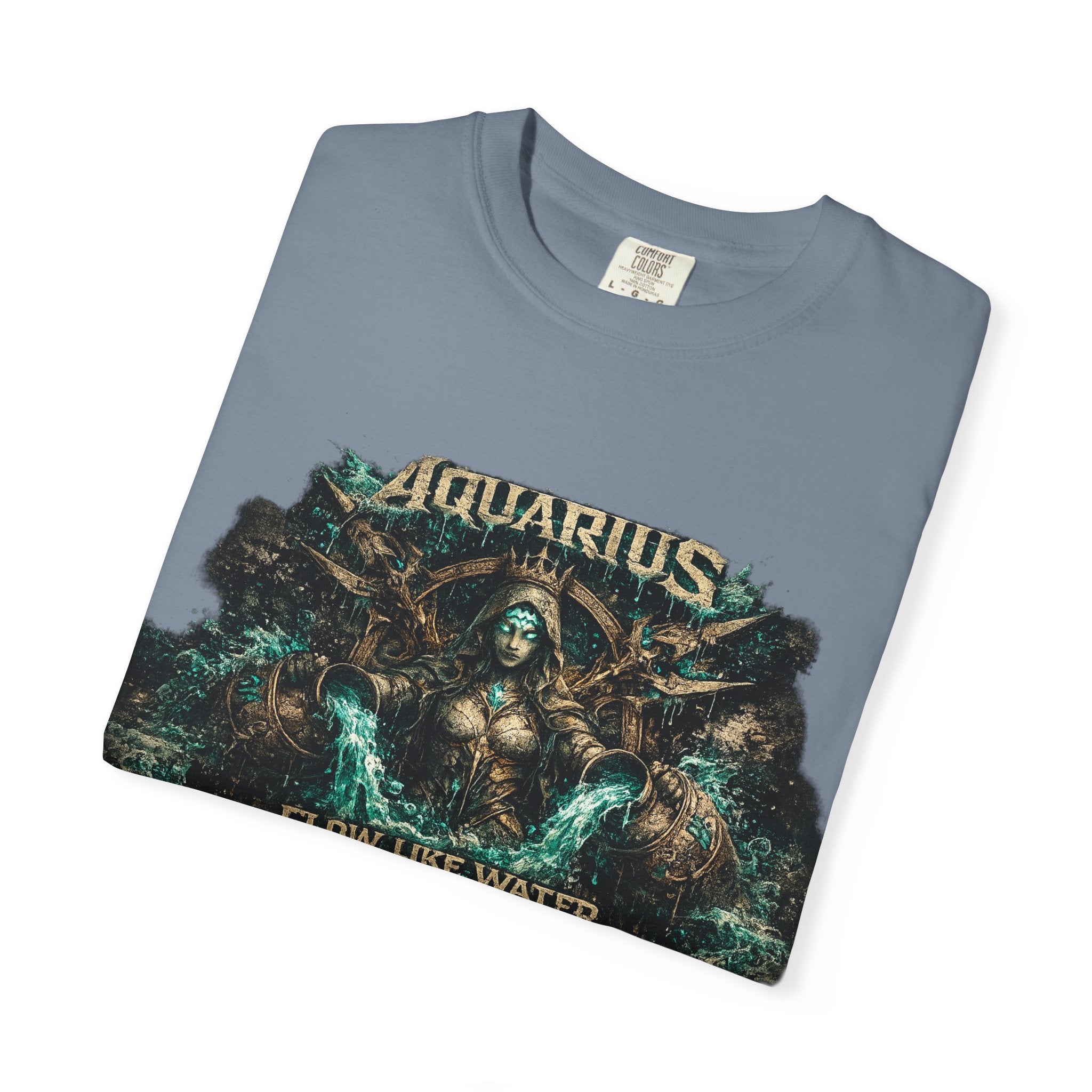 Aquarius Zodiac T-shirt — “Flow Like Water” Astrological Graphic Tee