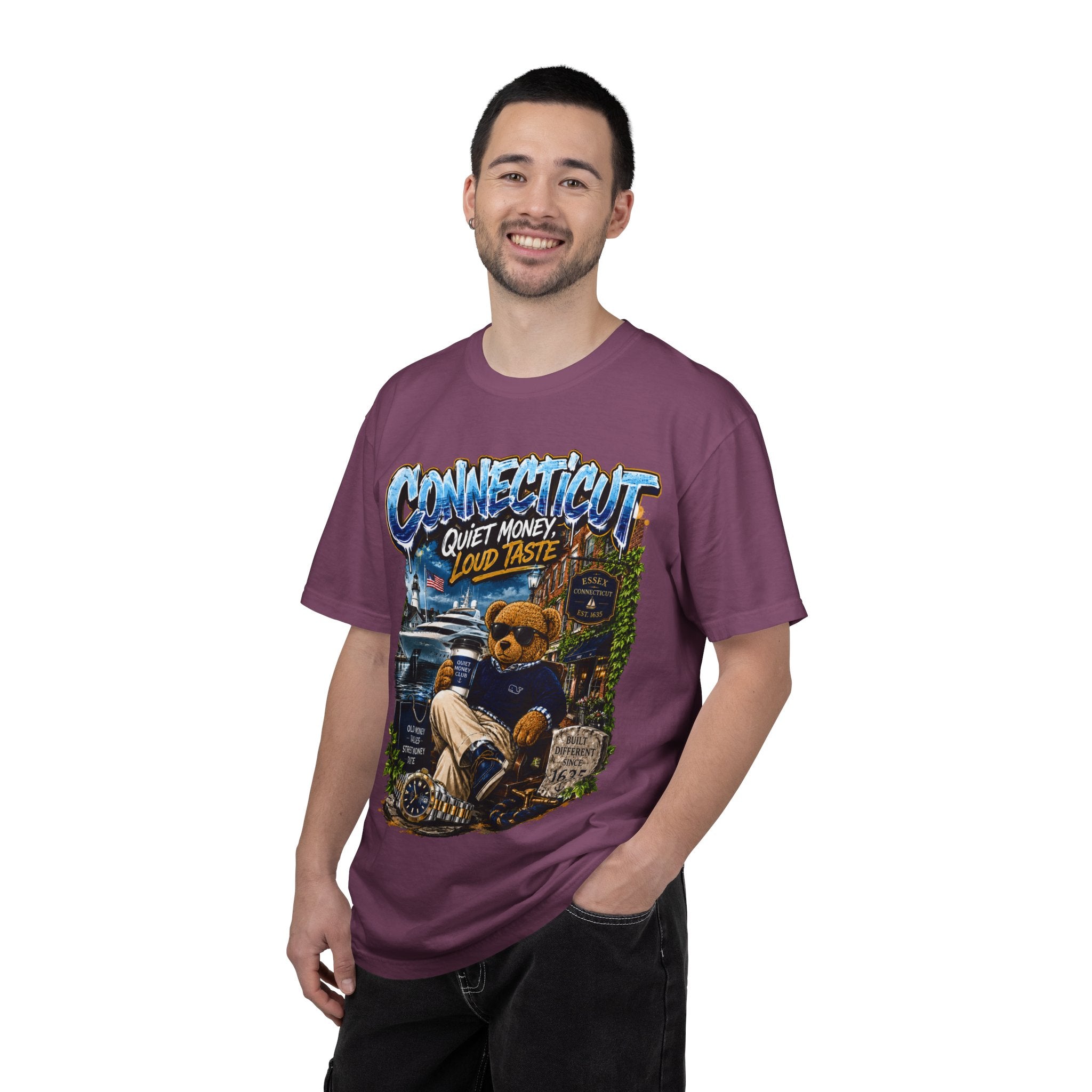 Connecticut Bear Vintage T-Shirt — "Quiet Money, Loud Taste" Graphic Tee