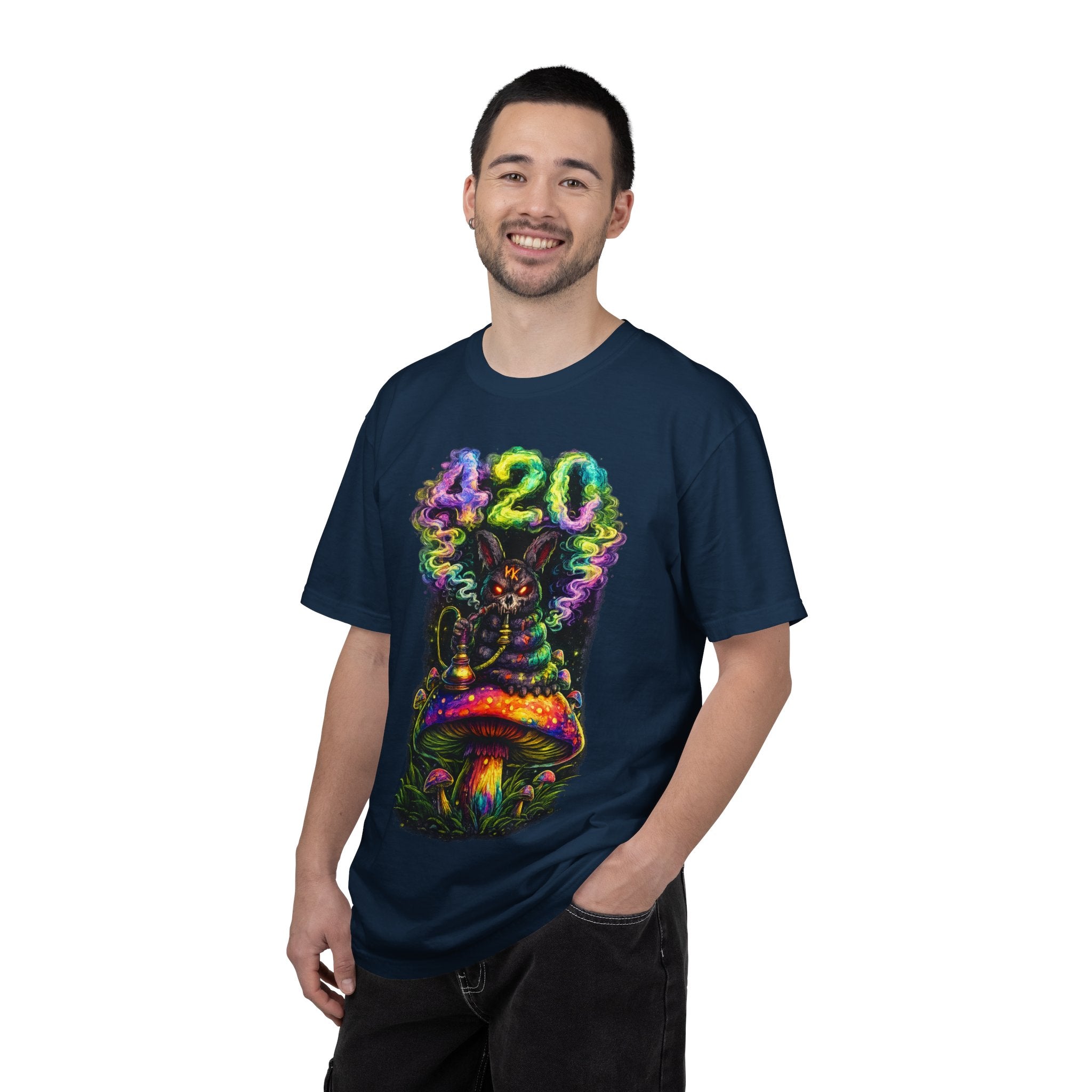 420 Psychedelic Cat T-Shirt — Colorful Mushroom Smoke Graphic