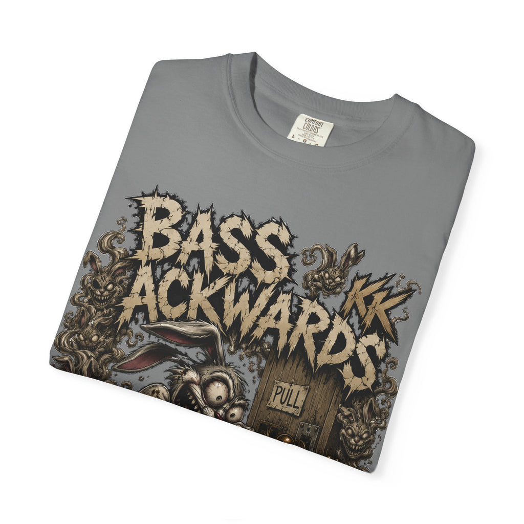 Bass Ackwards Graphic T‑Shirt — Heavy Metal Band Skull Design