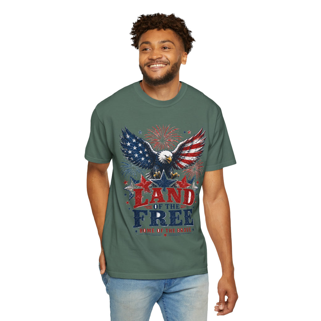 Patriotic Eagle T-Shirt — "Land of the Free, Home of the Brave"