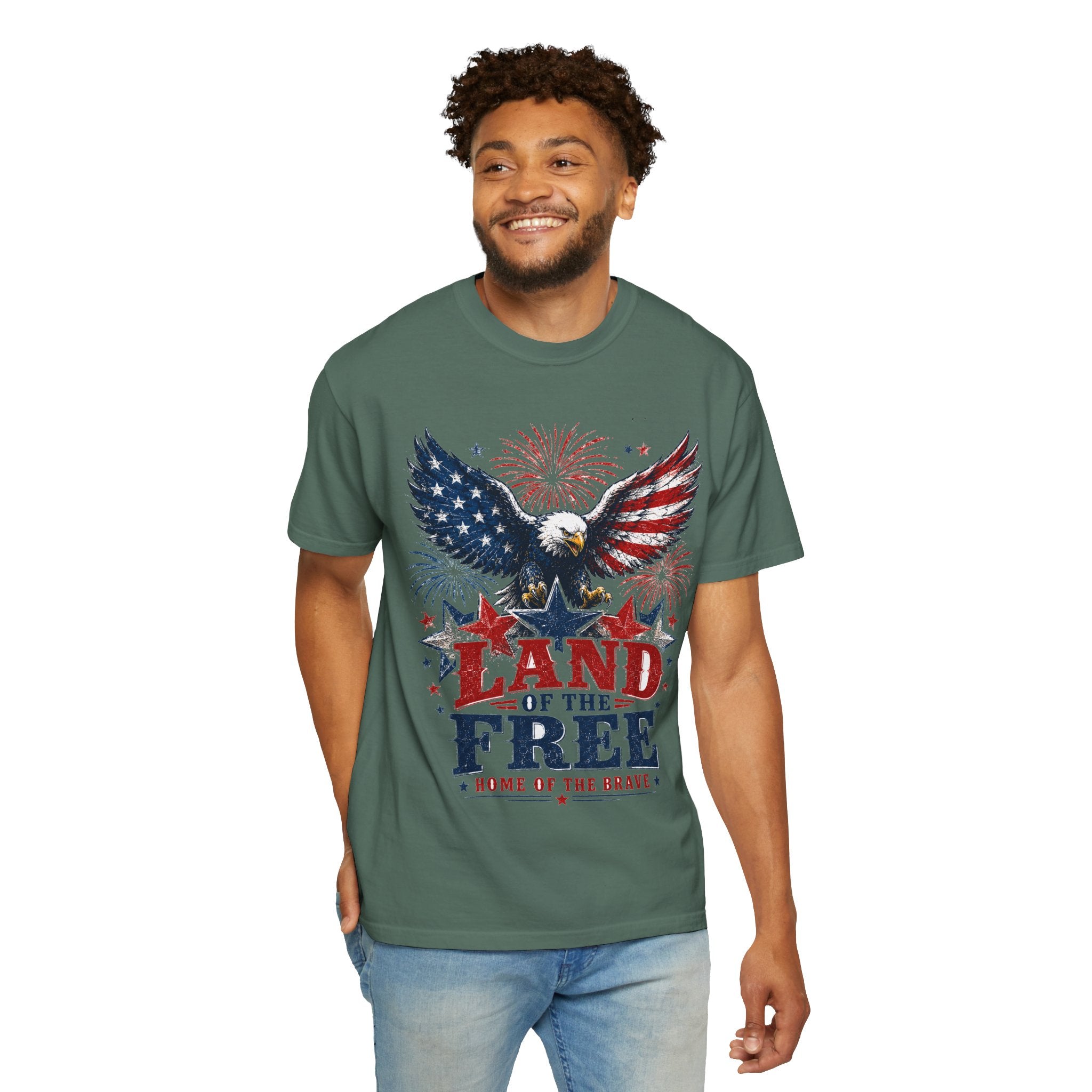 Patriotic Eagle T-Shirt — "Land of the Free, Home of the Brave"