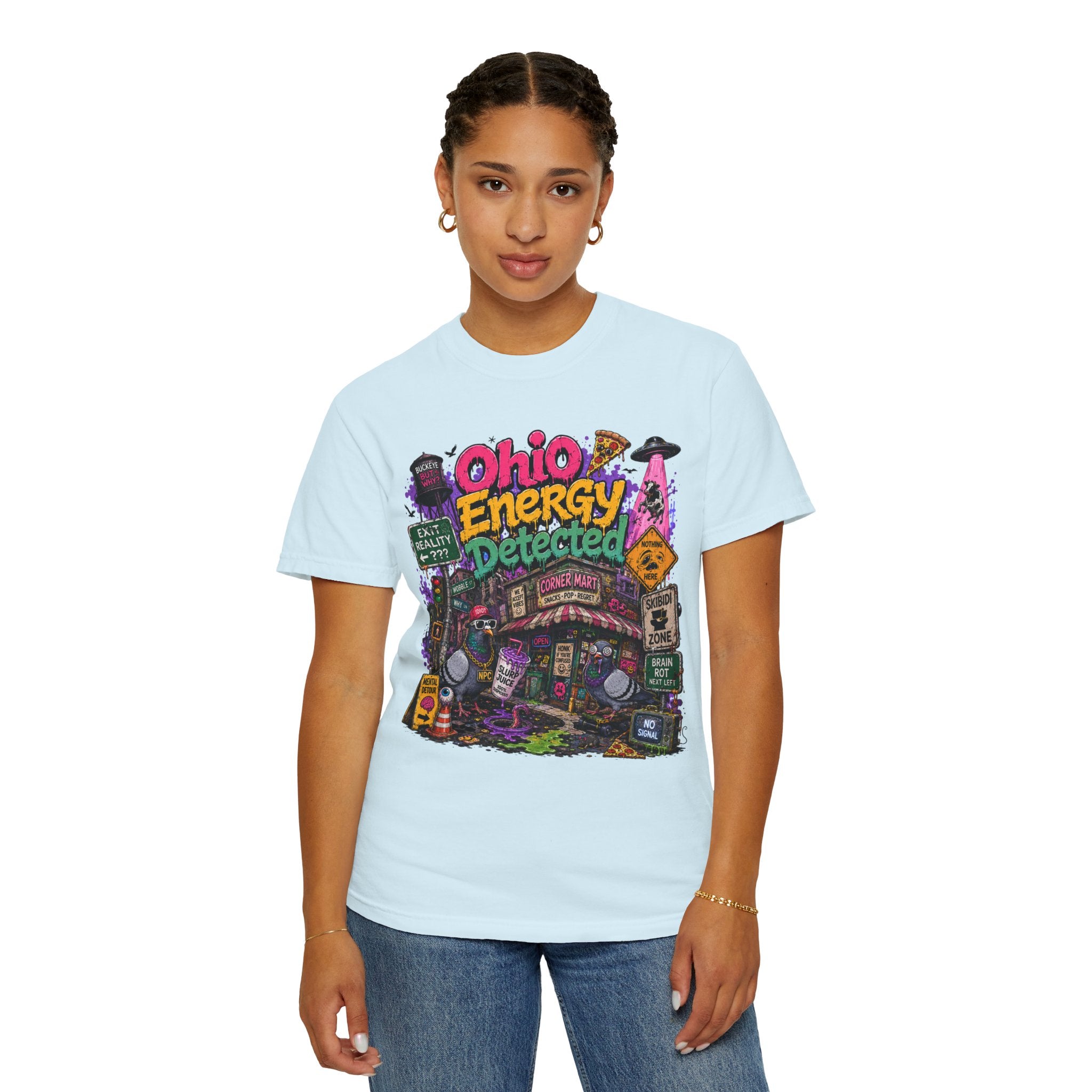 Ohio Energy Detected T-Shirt — Retro Arcade Cityscape Graphic Tee