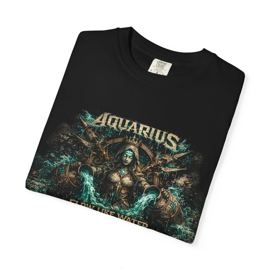 Aquarius Zodiac T-shirt — “Flow Like Water” Astrological Graphic Tee
