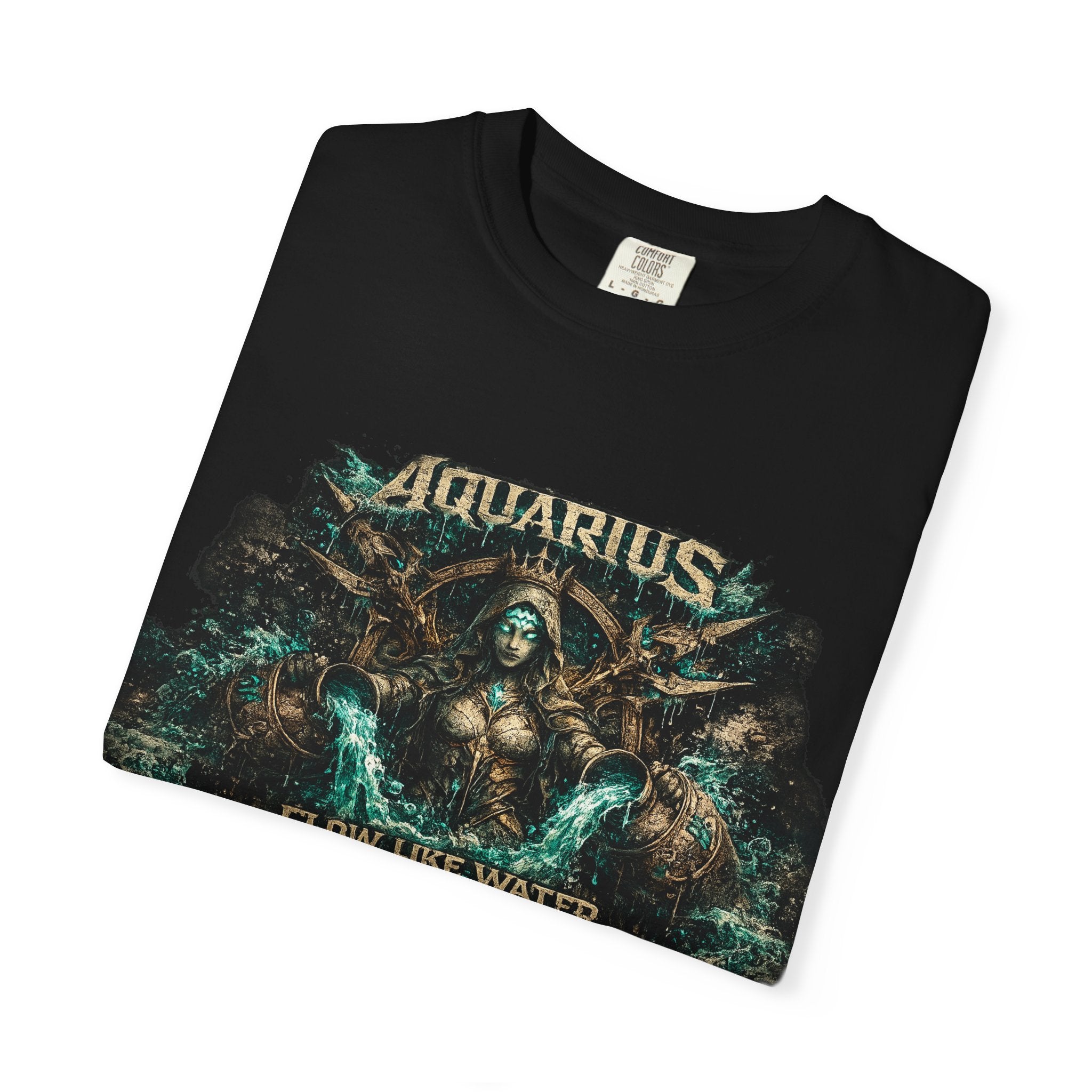 Aquarius Zodiac T-shirt — “Flow Like Water” Astrological Graphic Tee