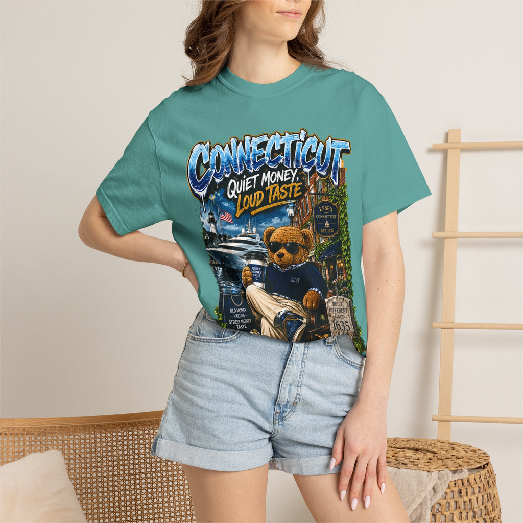 Connecticut Bear Vintage T-Shirt — "Quiet Money, Loud Taste" Graphic Tee