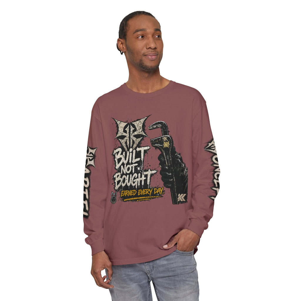 Built Not Bought Long Sleeve T-Shirt — Mechanic/Builder Graphic Tee