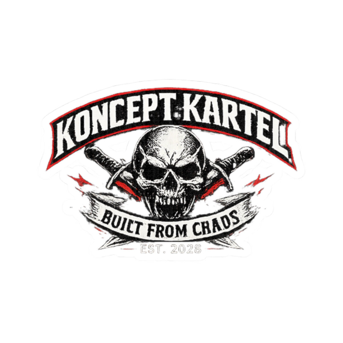 Koncept Kartel Skull Sticker — "Built From Chaos" Kiss-Cut Decal