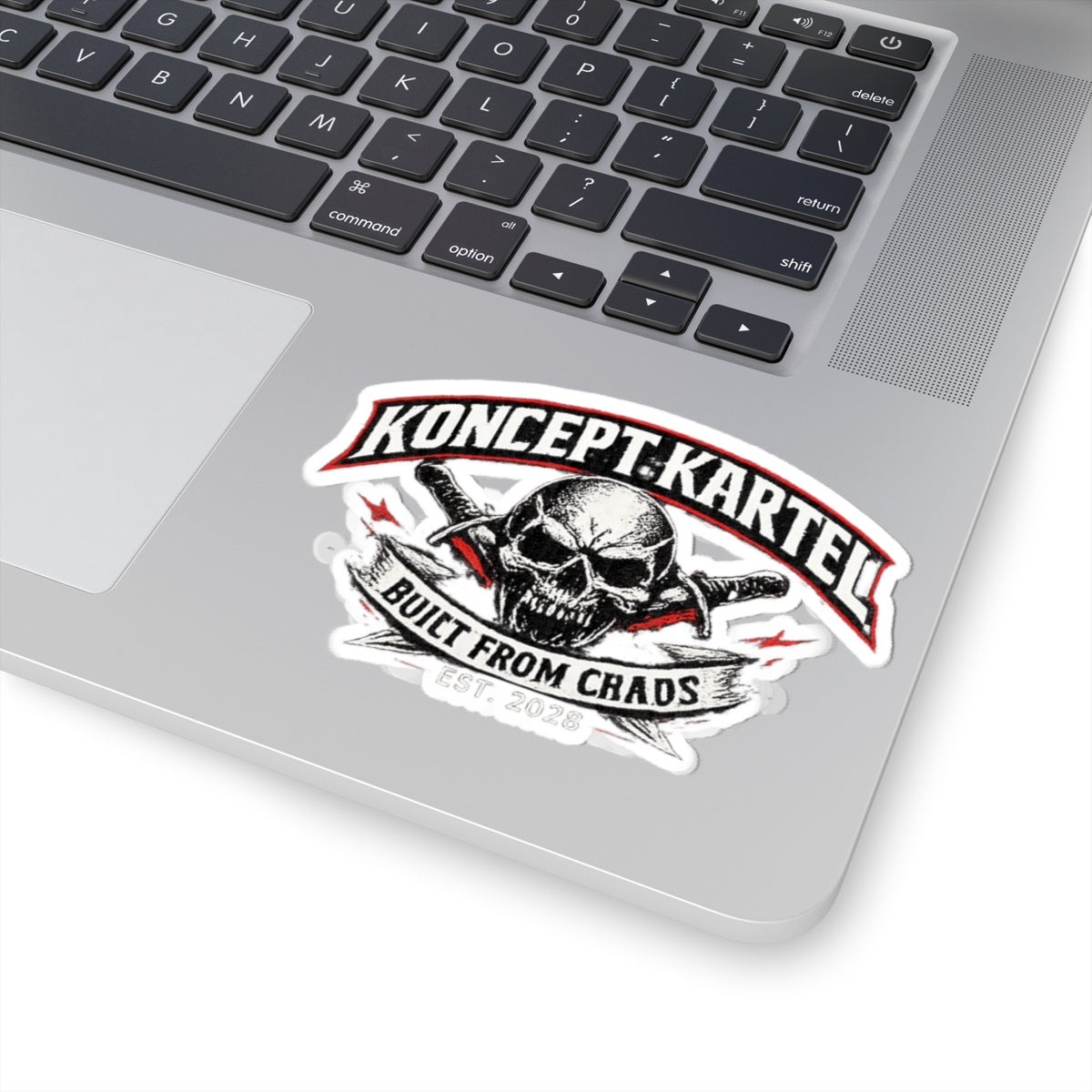 Koncept Kartel Skull Sticker — "Built From Chaos" Kiss-Cut Decal