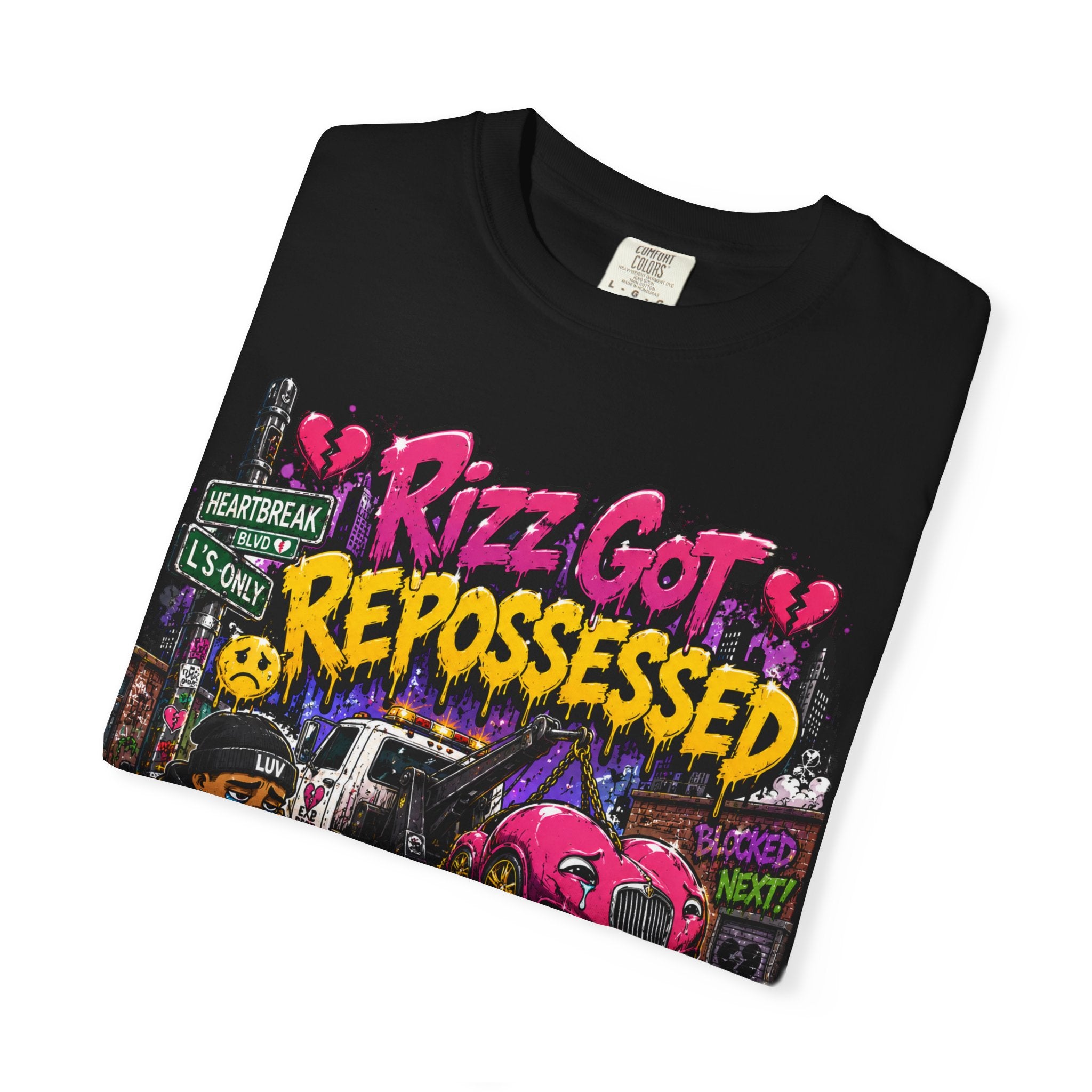 Repossession Comic Art T-Shirt — “Rizz Got Repossessed” Graphic Tee