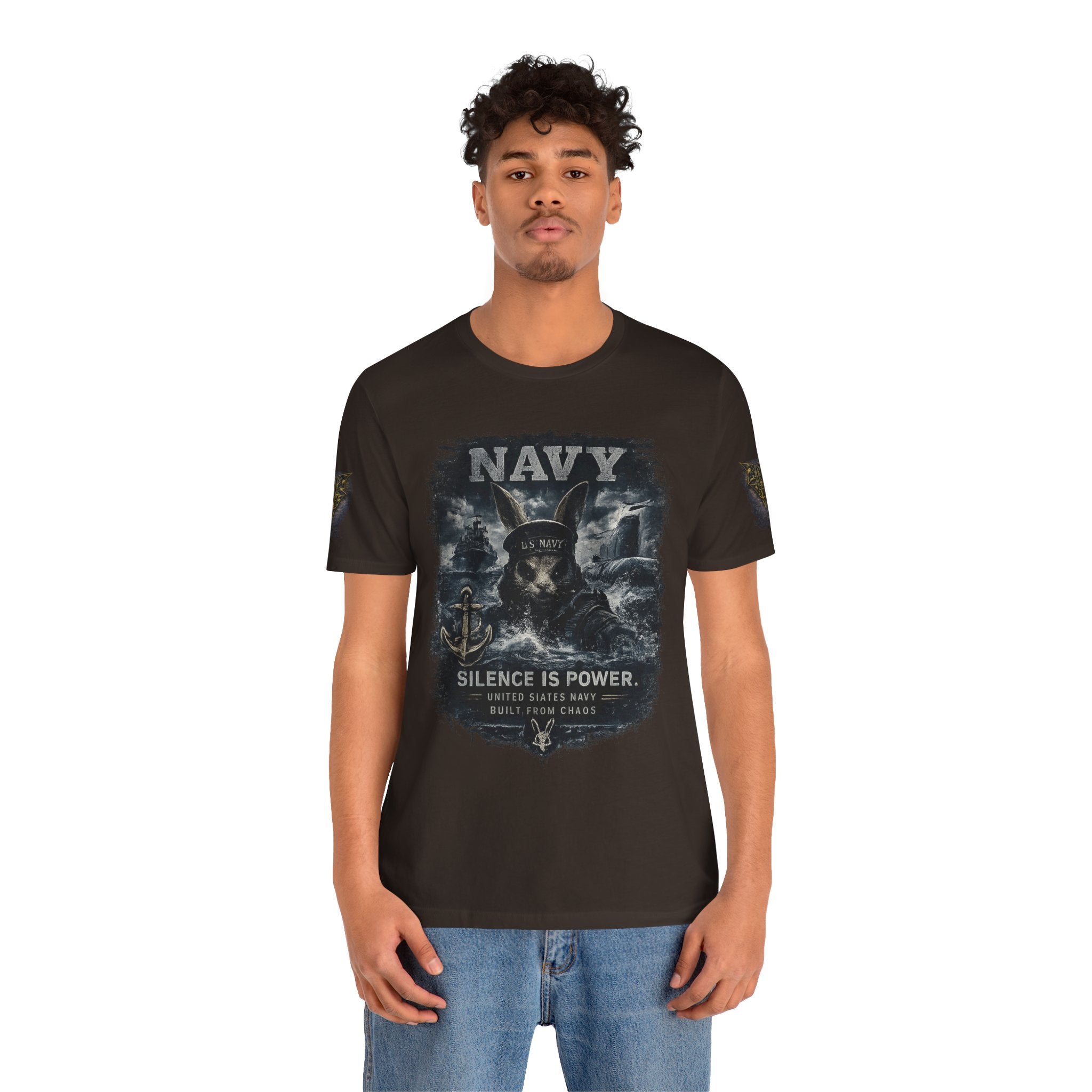 Navy 'Silence Is Power' Skull Anchor Tee — Fair Winds & Following Seas Back Graphic
