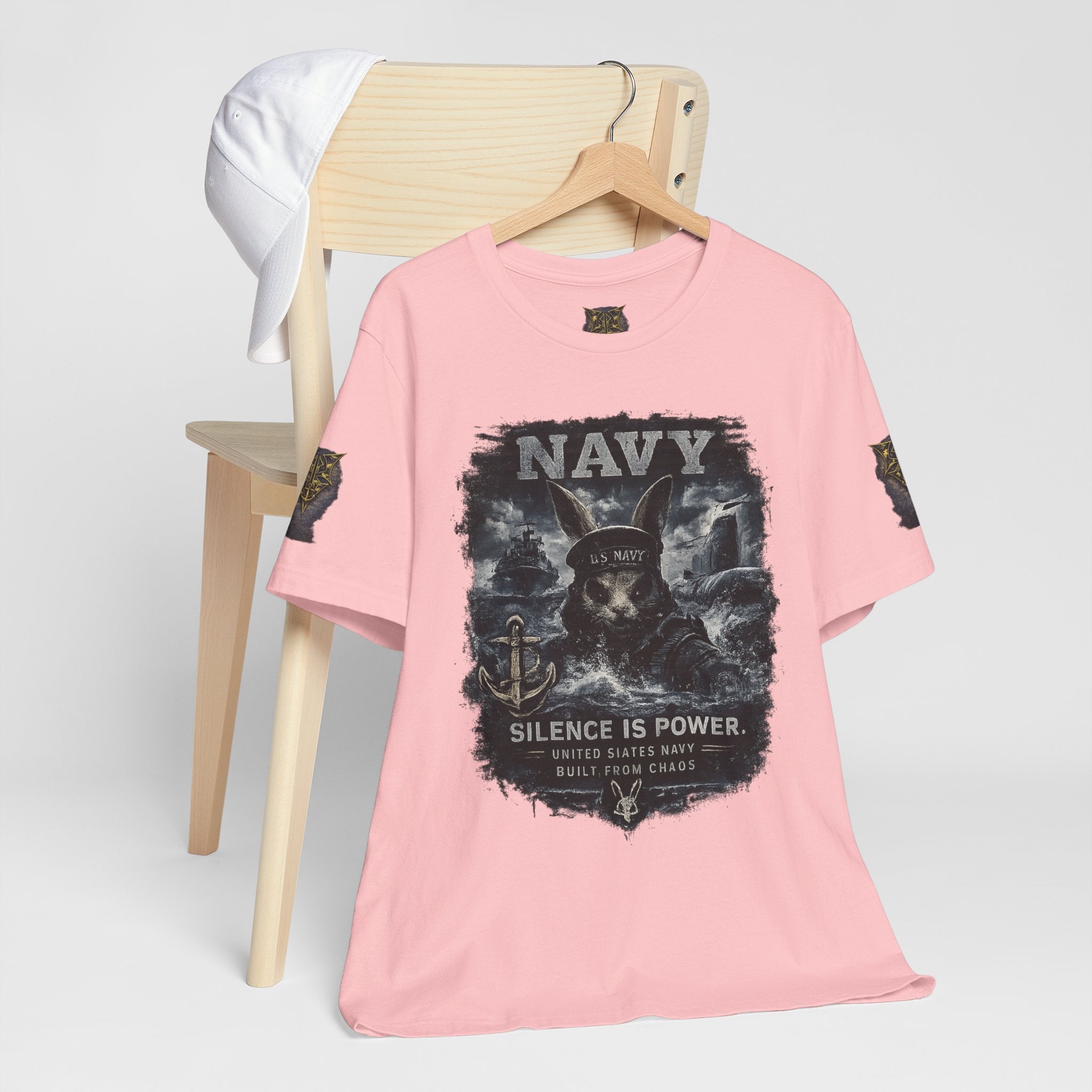 Navy 'Silence Is Power' Skull Anchor Tee — Fair Winds & Following Seas Back Graphic