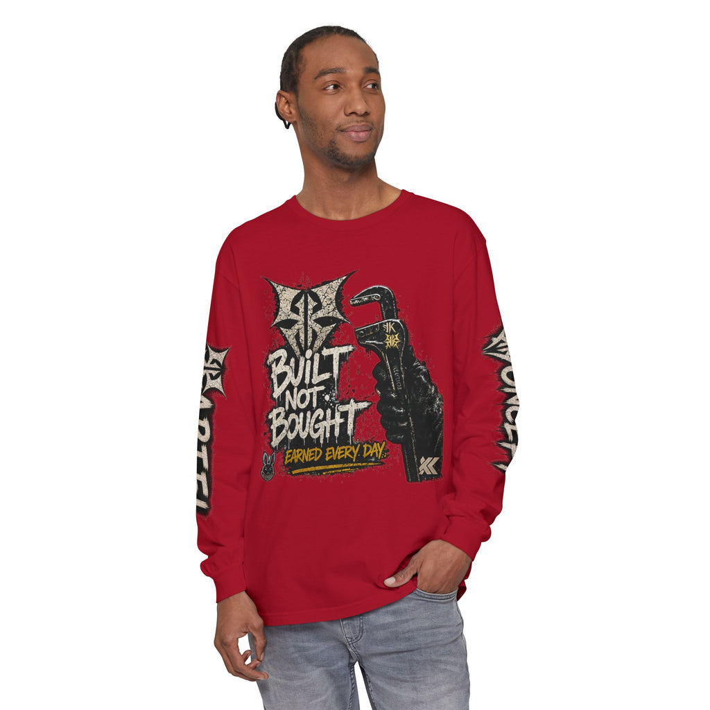 Built Not Bought Long Sleeve T-Shirt — Mechanic/Builder Graphic Tee
