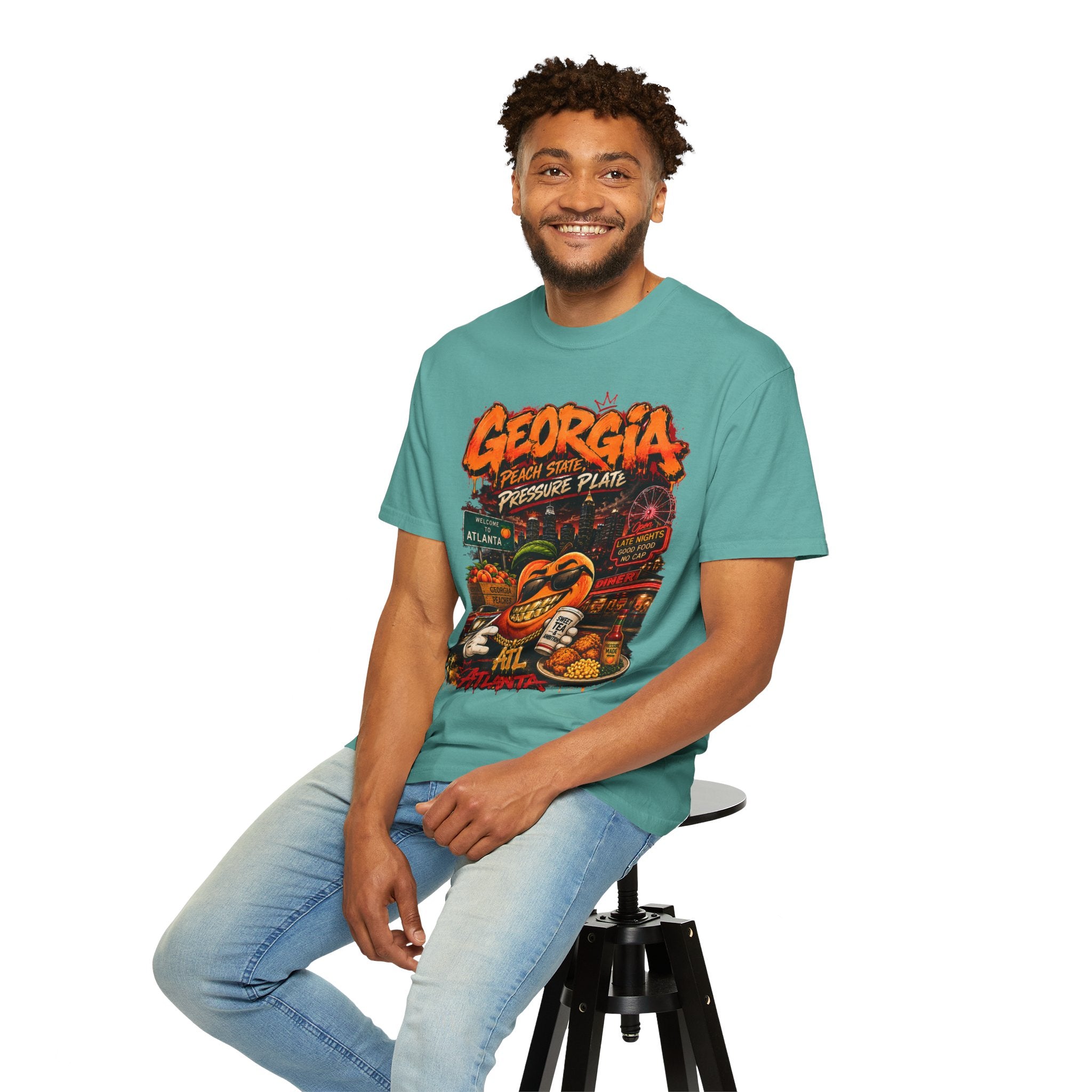 Georgia Peach Vintage Graphic T-Shirt — Atlanta Street Food & Peach State Design