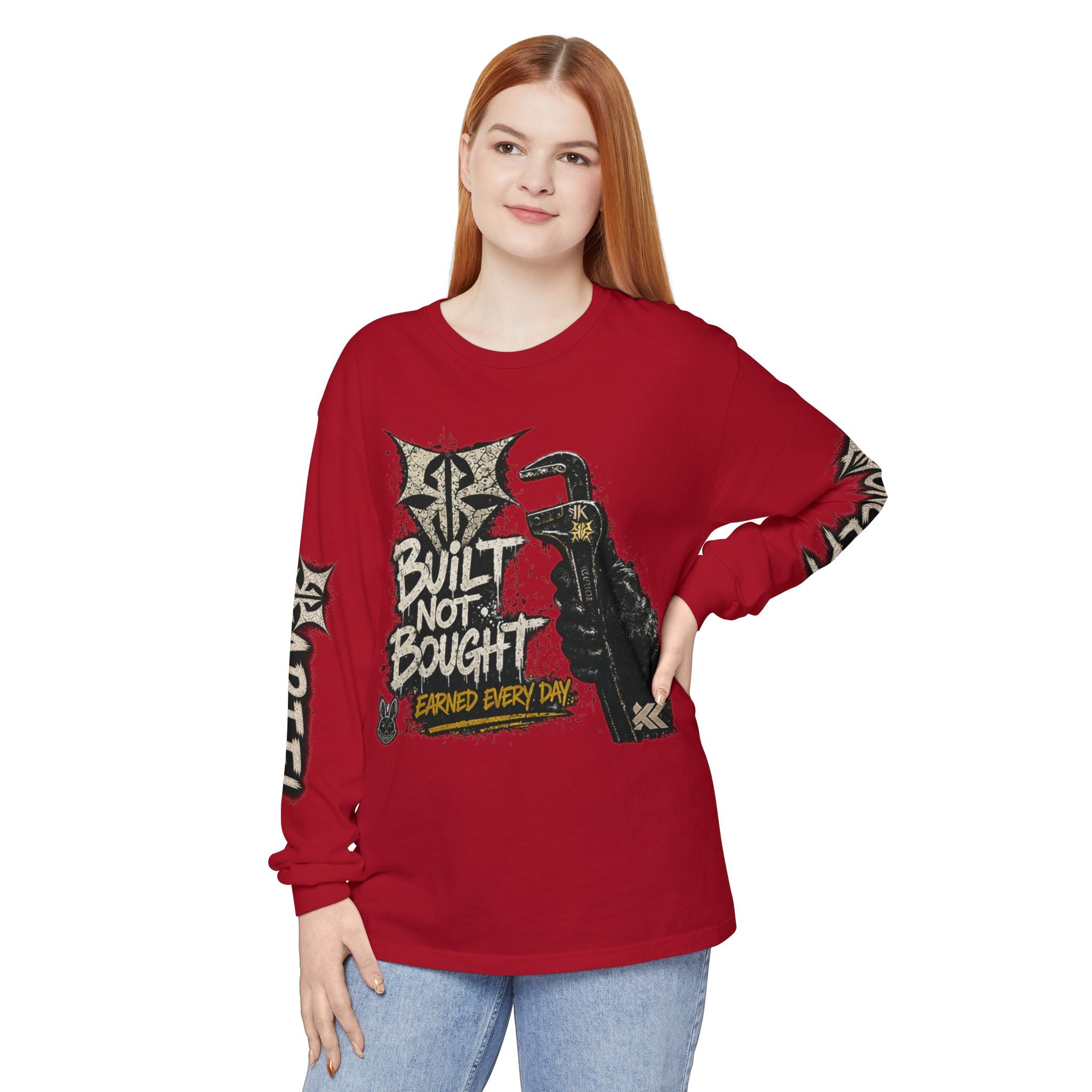 Built Not Bought Long Sleeve T-Shirt — Mechanic/Builder Graphic Tee