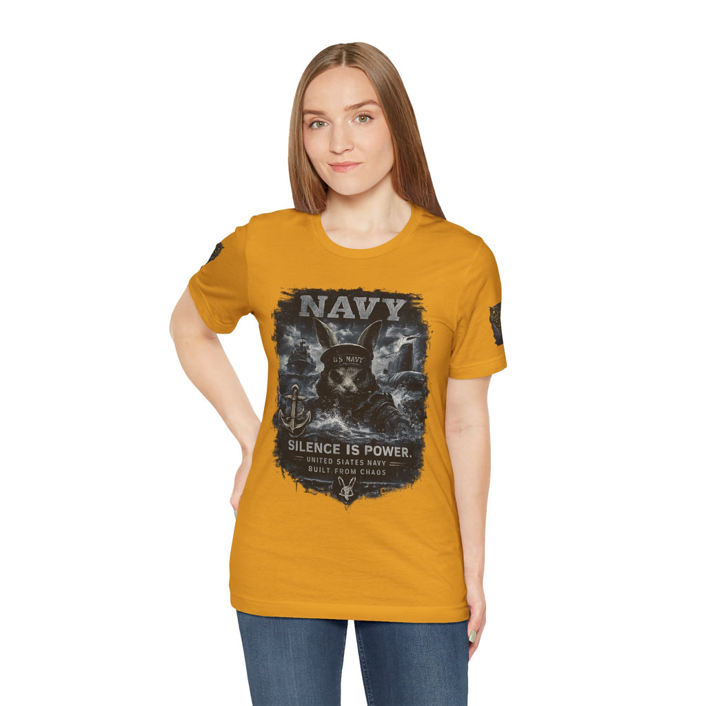 Navy 'Silence Is Power' Skull Anchor Tee — Fair Winds & Following Seas Back Graphic