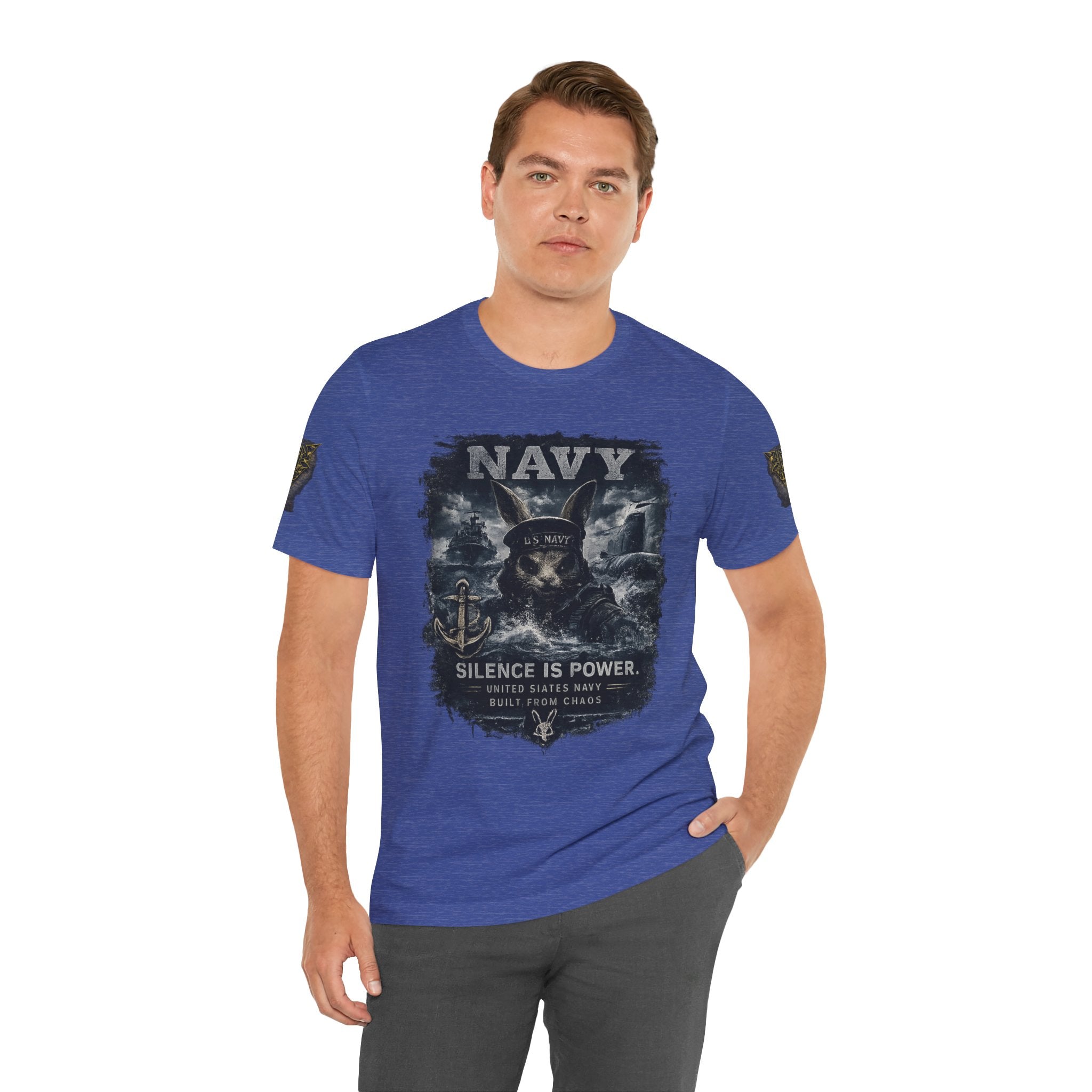 Navy 'Silence Is Power' Skull Anchor Tee — Fair Winds & Following Seas Back Graphic
