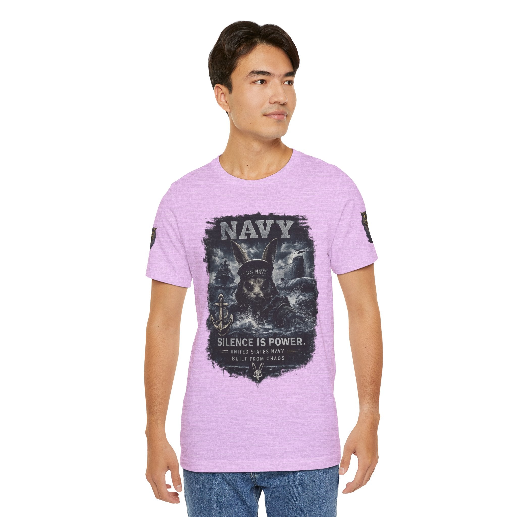 Navy 'Silence Is Power' Skull Anchor Tee — Fair Winds & Following Seas Back Graphic
