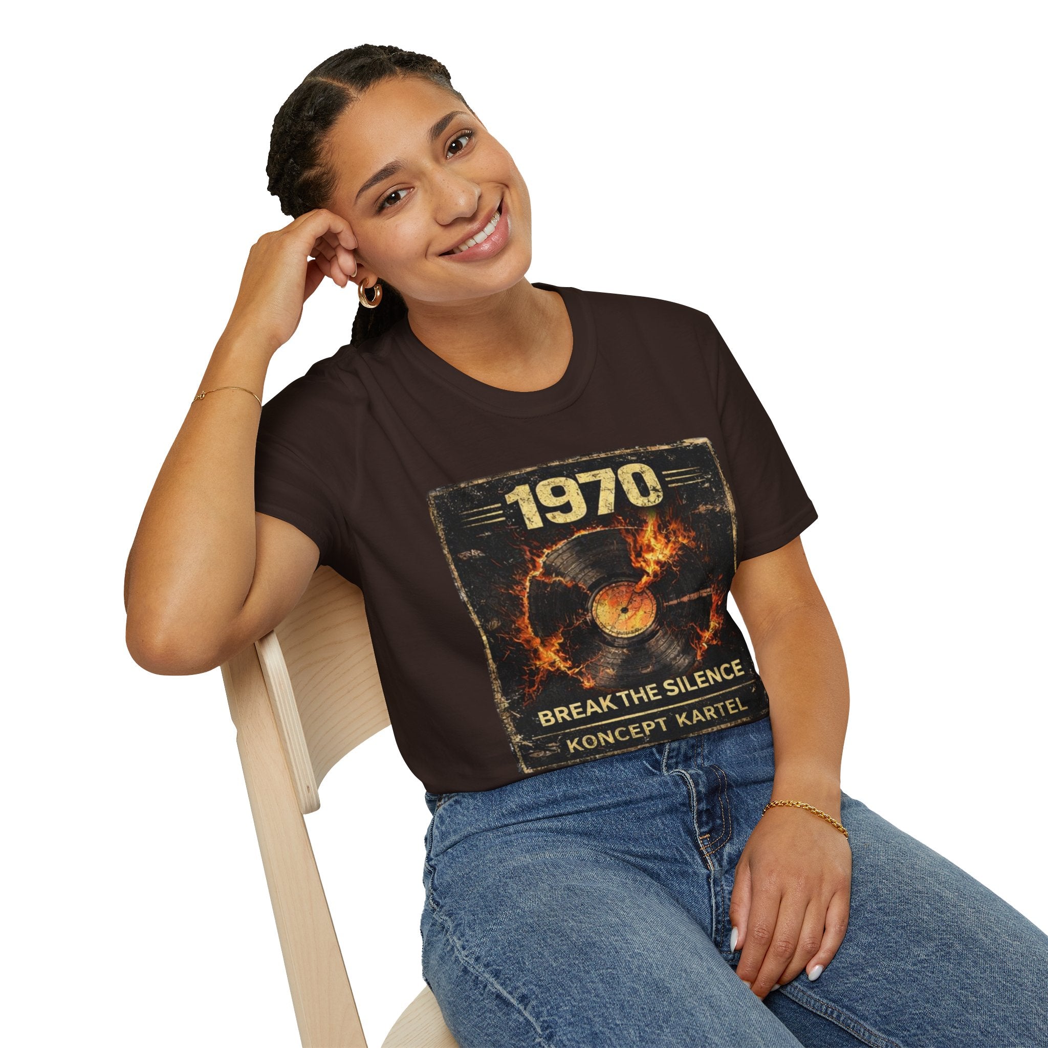 1970 Break The Silence Vintage Record T-Shirt