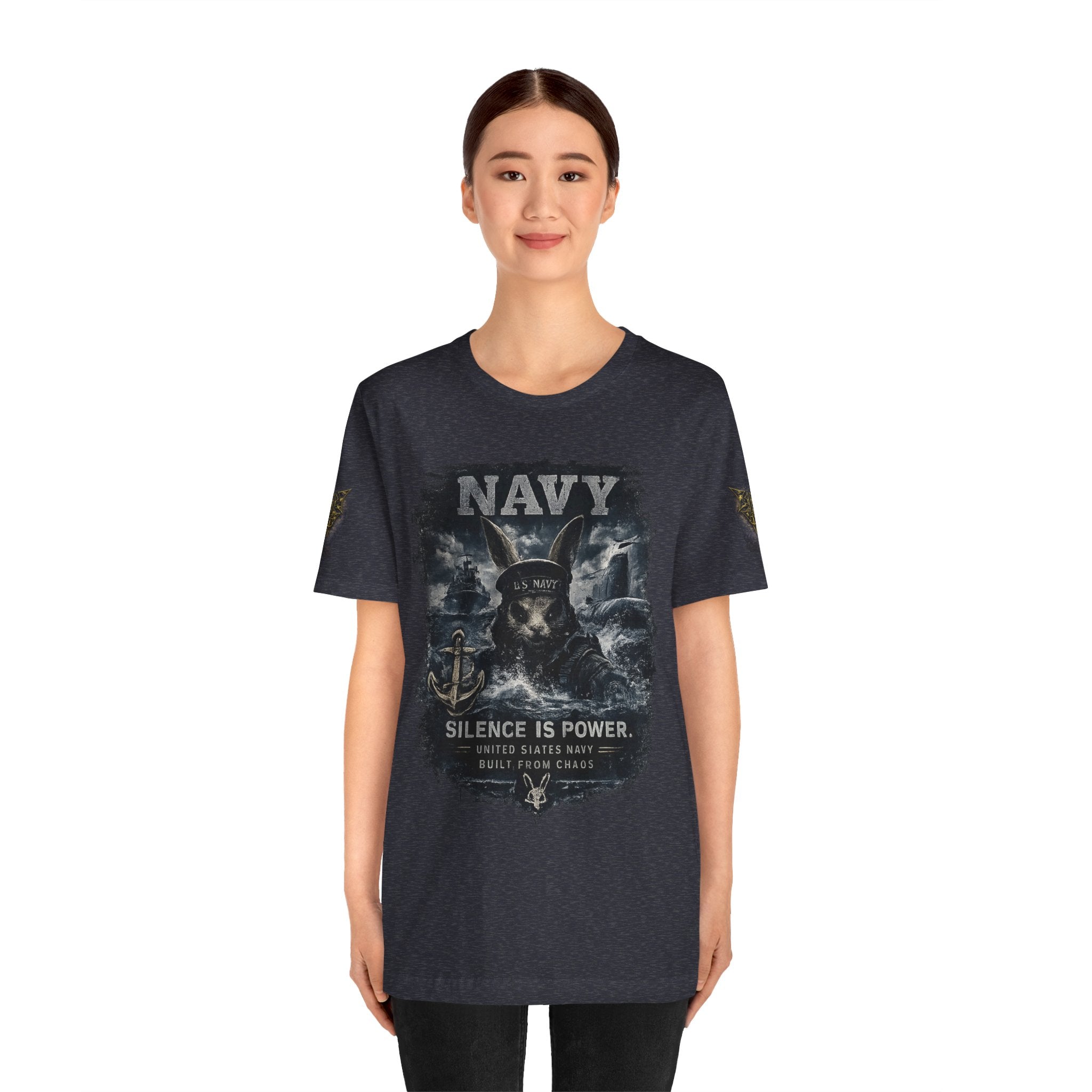 Navy 'Silence Is Power' Skull Anchor Tee — Fair Winds & Following Seas Back Graphic