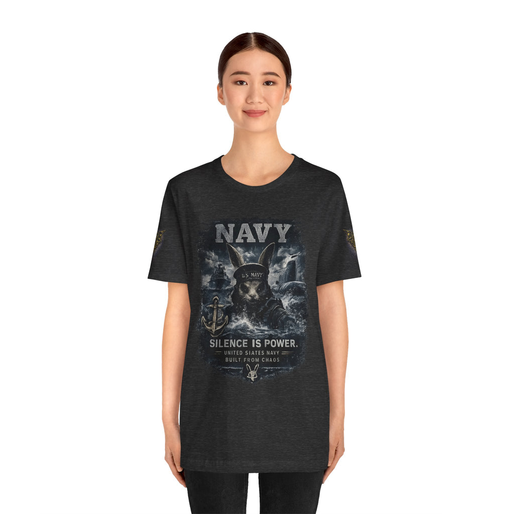 Navy 'Silence Is Power' Skull Anchor Tee — Fair Winds & Following Seas Back Graphic
